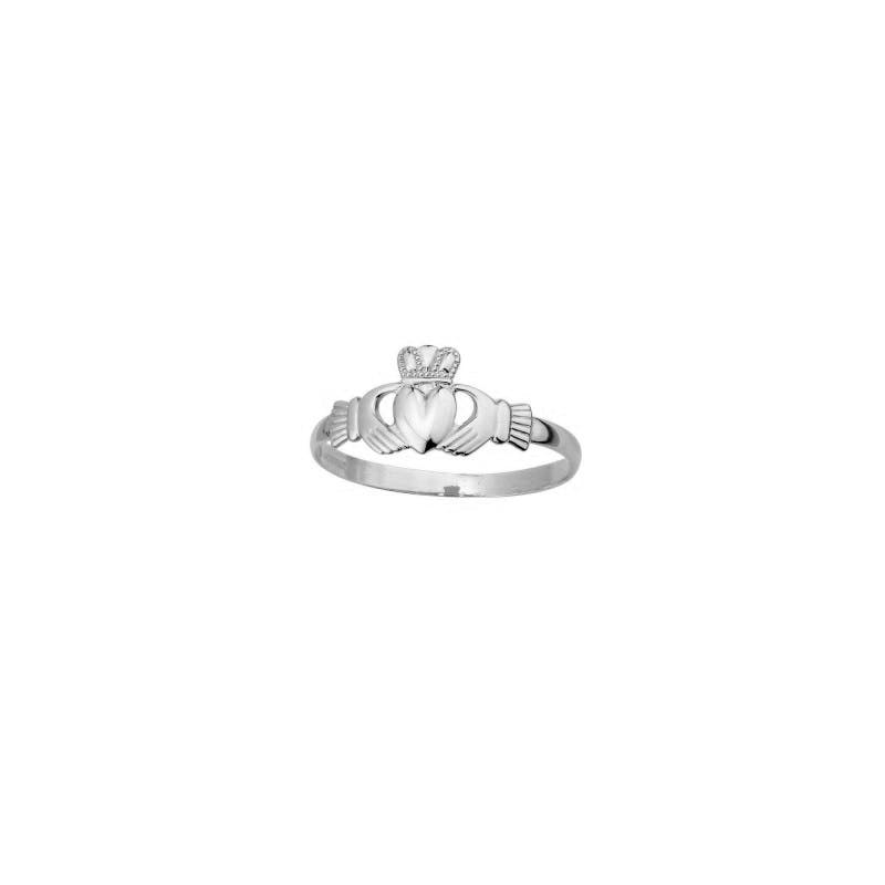 Womens Petite 14K White Gold Claddagh Ring