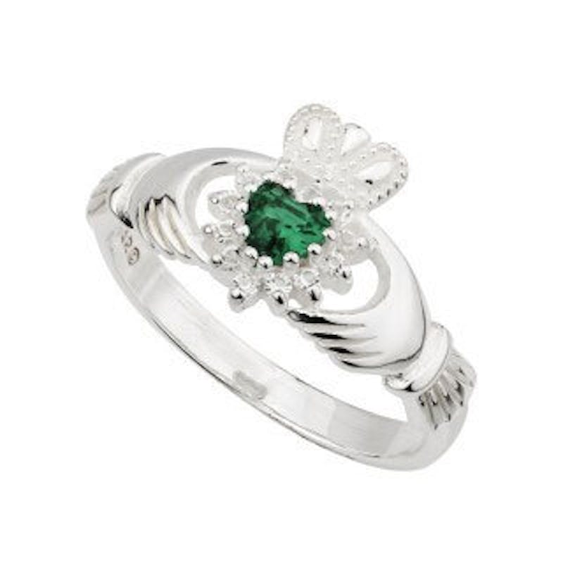 Silver Claddagh Ring with Pavé CZ Cluster, From… | My Irish Jeweler