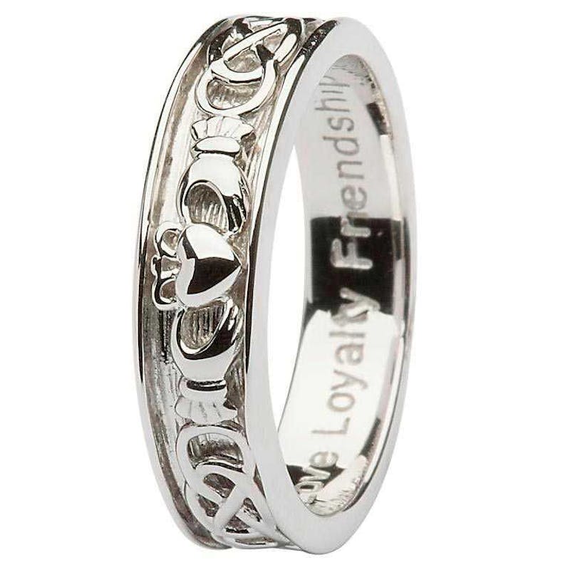 Silver Claddagh Band with Celtic Knot