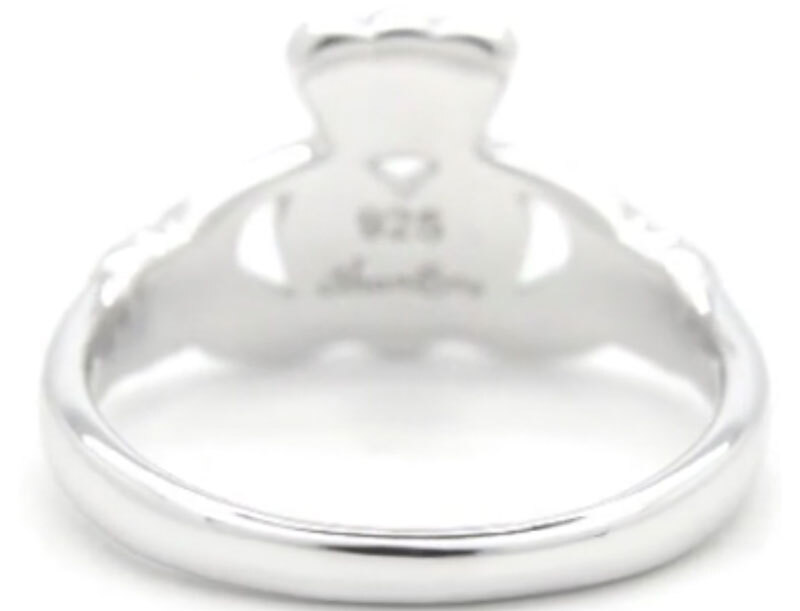 Romantic Sterling Silver Claddagh Ring For Women. Picture Of The Back.