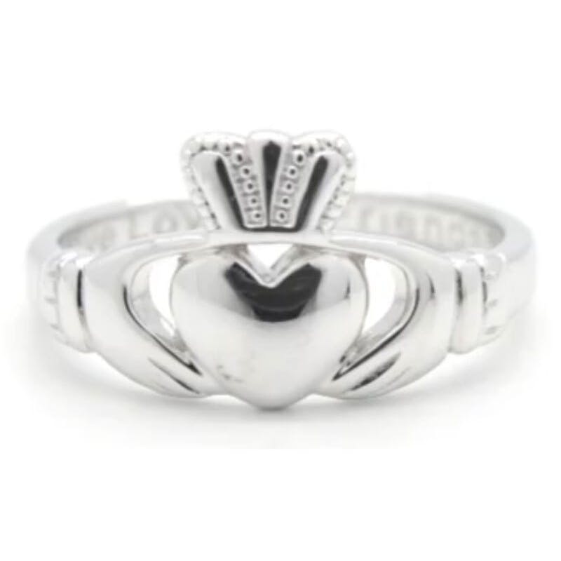 Silver Claddagh Ring with Love Loyalty Friendship Inscription