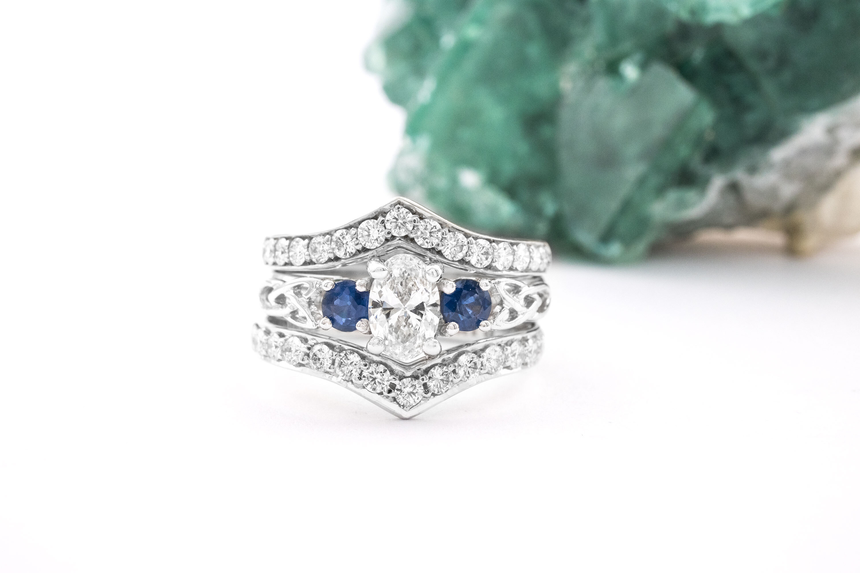 Womens Luxurious White Gold Trinity Knot Engagement Ring
