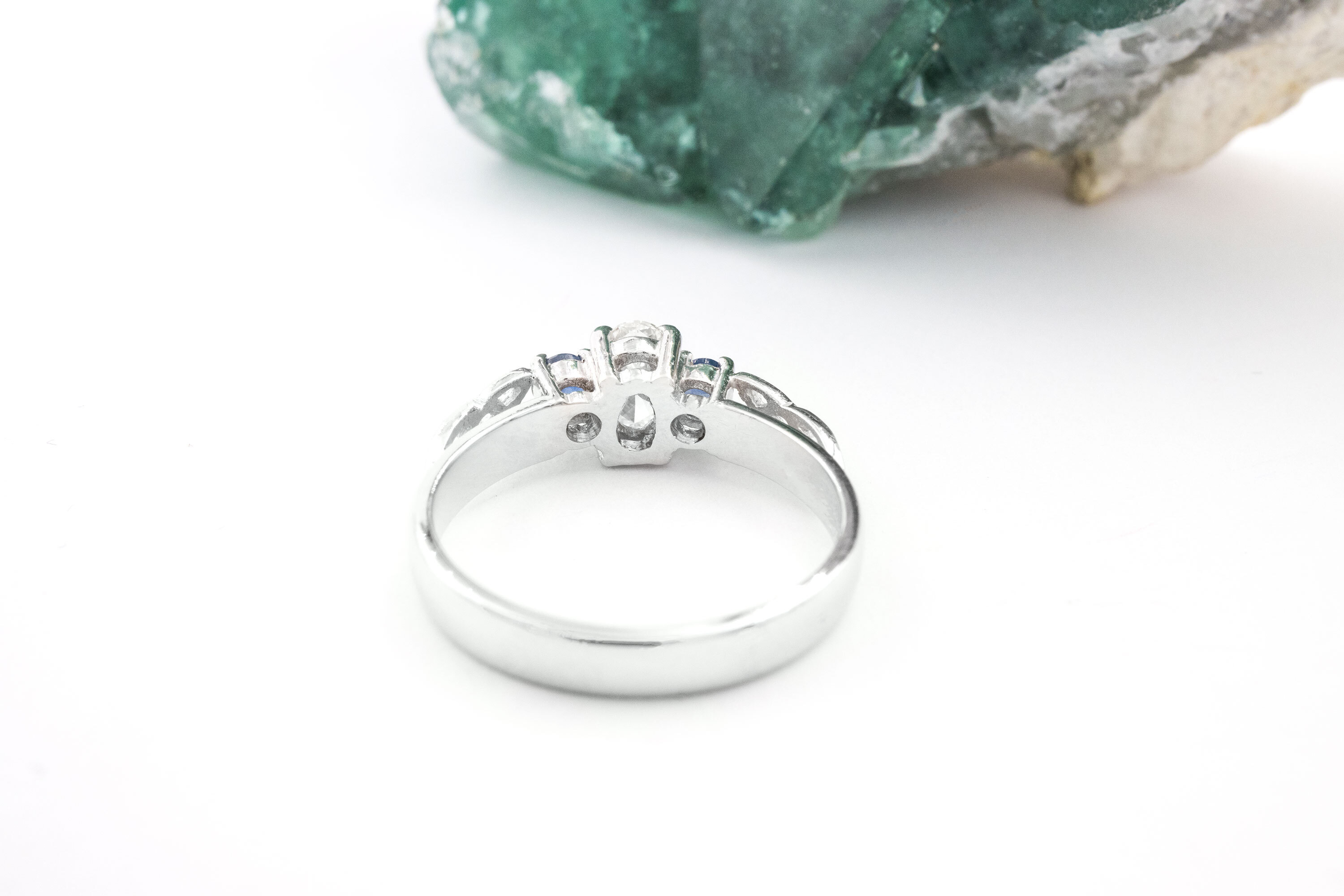 Womens Trinity Knot 0.40ct Lab Grown Diamond Engagement Ring in Real 14K White Gold. Picture Of The Back.