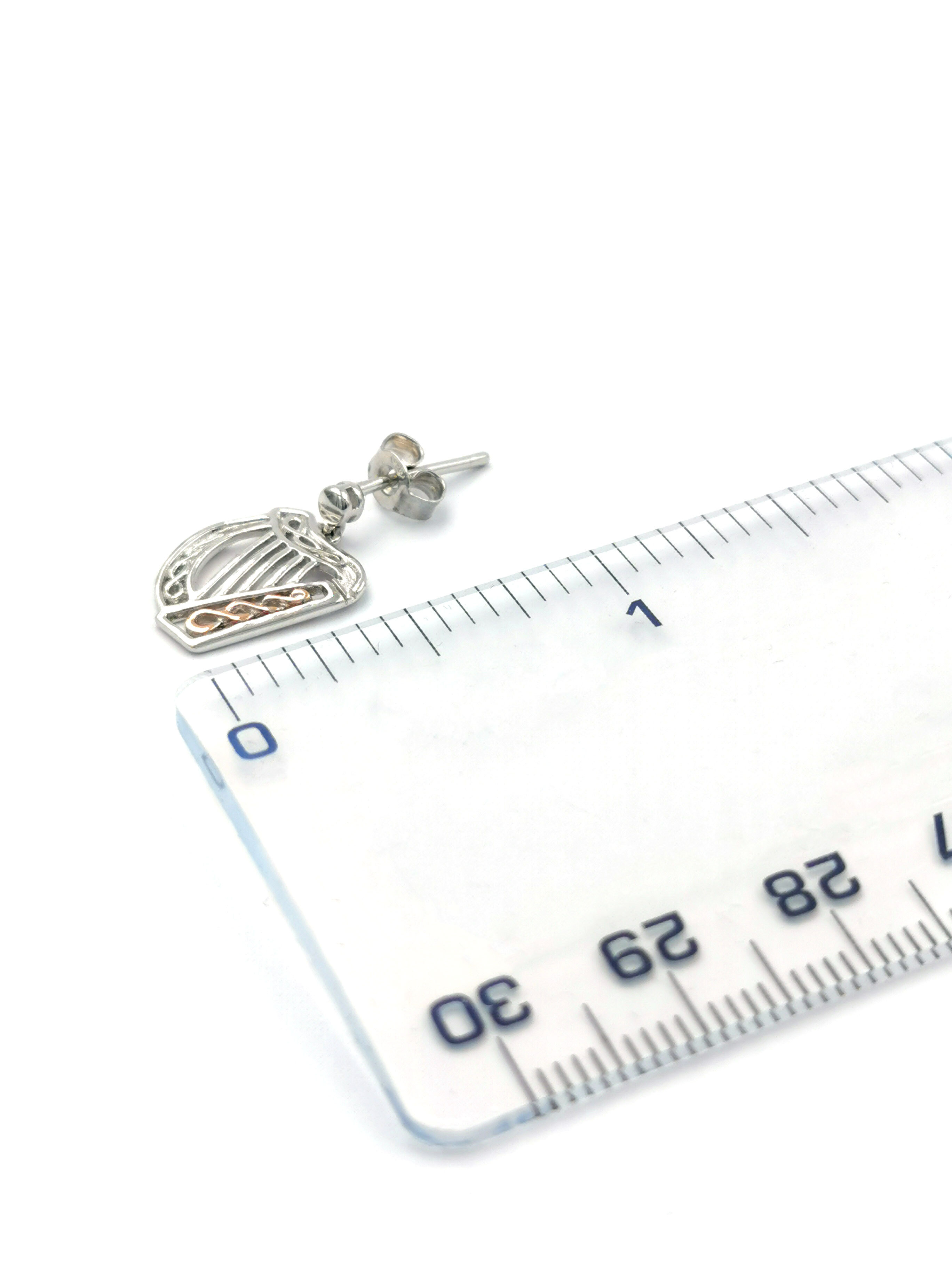 Irish Sterling Silver & 10K Yellow Gold Irish Harp Gift Set For Women. Picture For Scale.