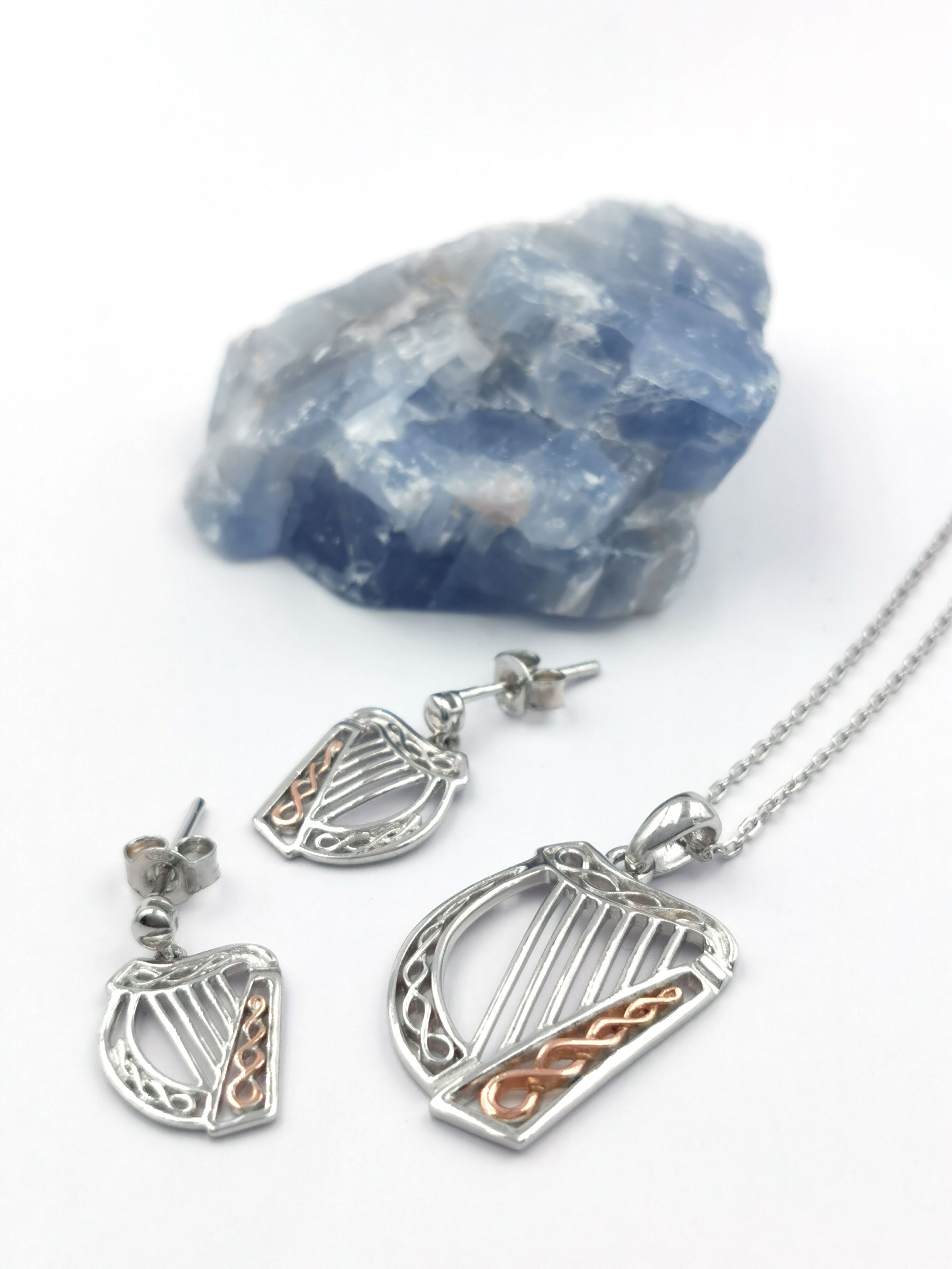 Irish Harp & Irish Gold - Pendant and Matching Earrings