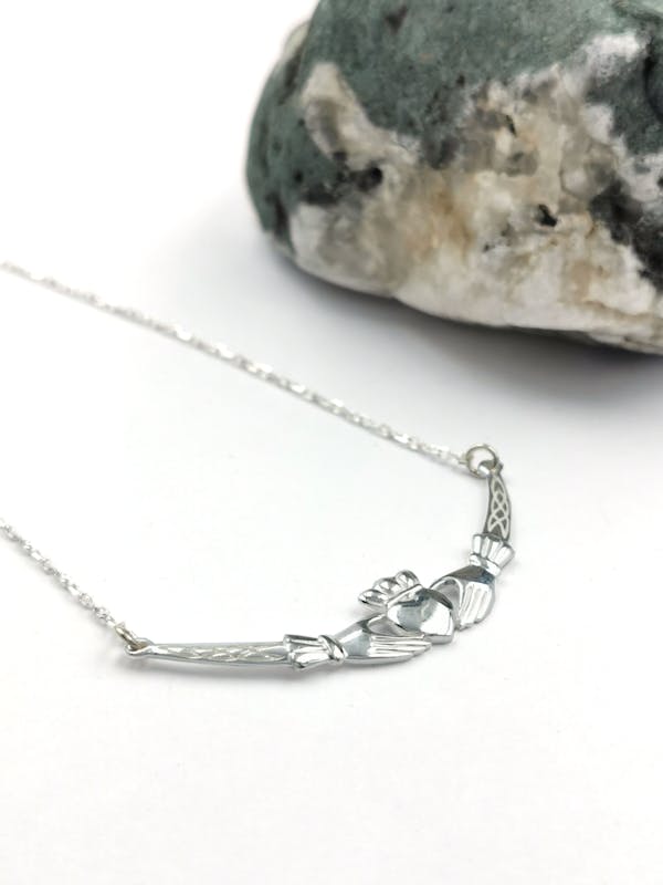 Irish Sterling Silver Claddagh Necklace For Women