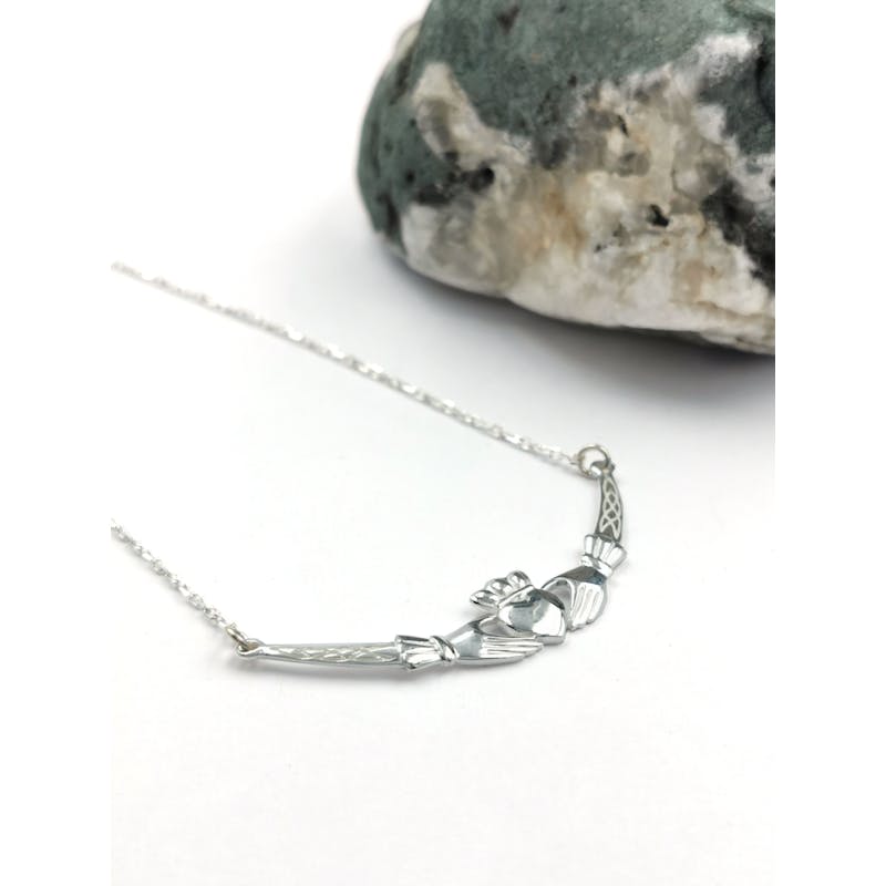 Irish Sterling Silver Claddagh Necklace For Women