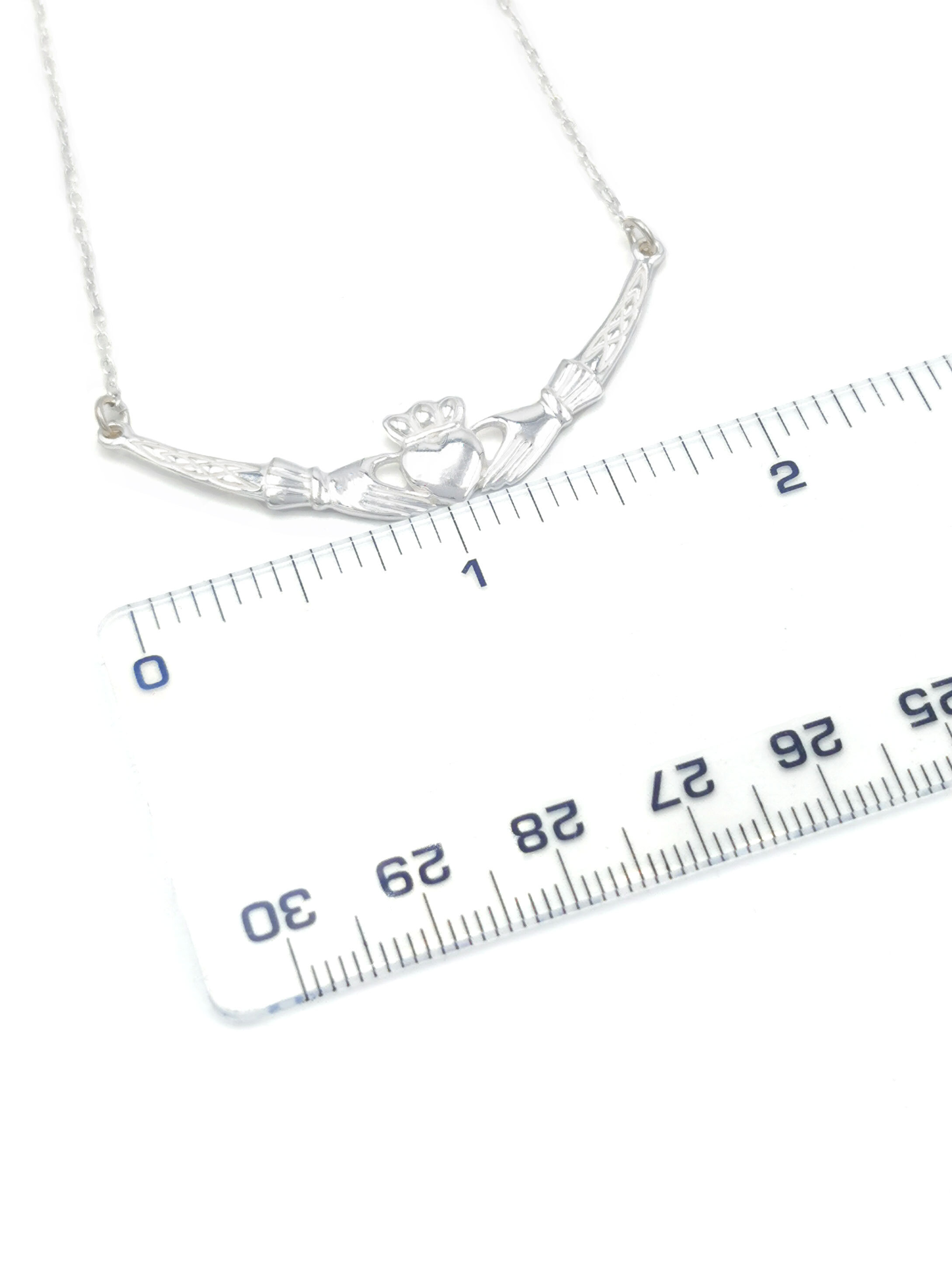 Real Sterling Silver Claddagh Necklace For Women. Picture For Scale.
