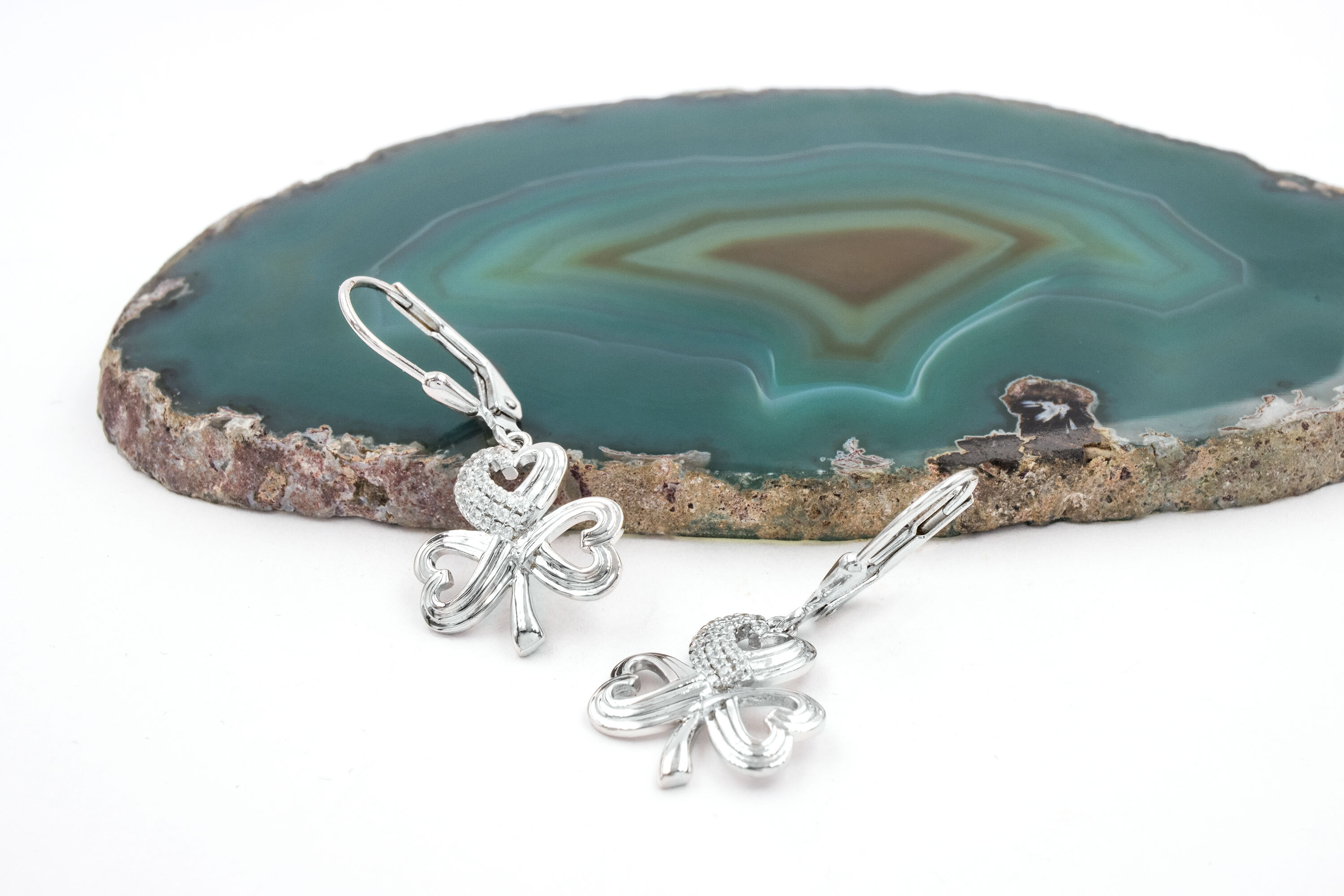 Gorgeous Sterling Silver Shamrock Earrings For Women