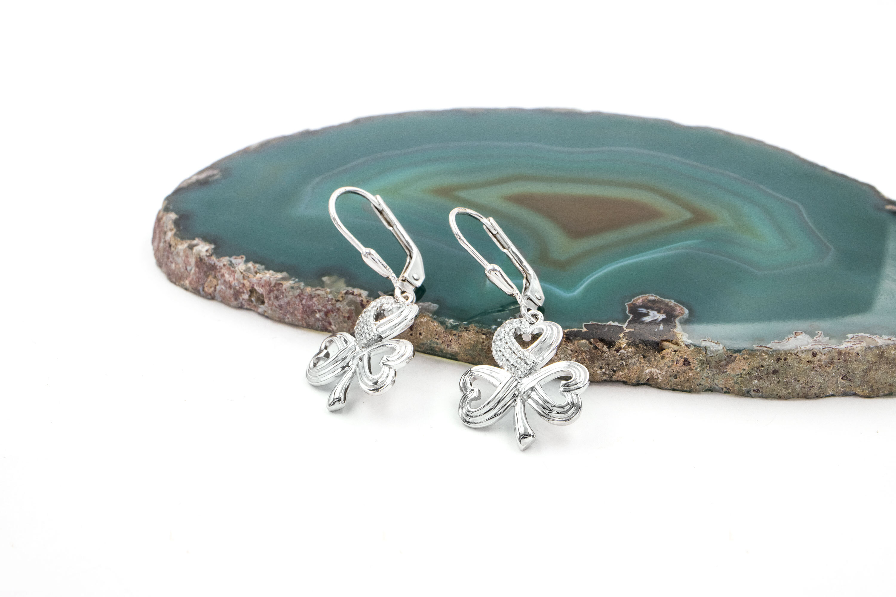 Real Sterling Silver Shamrock Earrings For Women