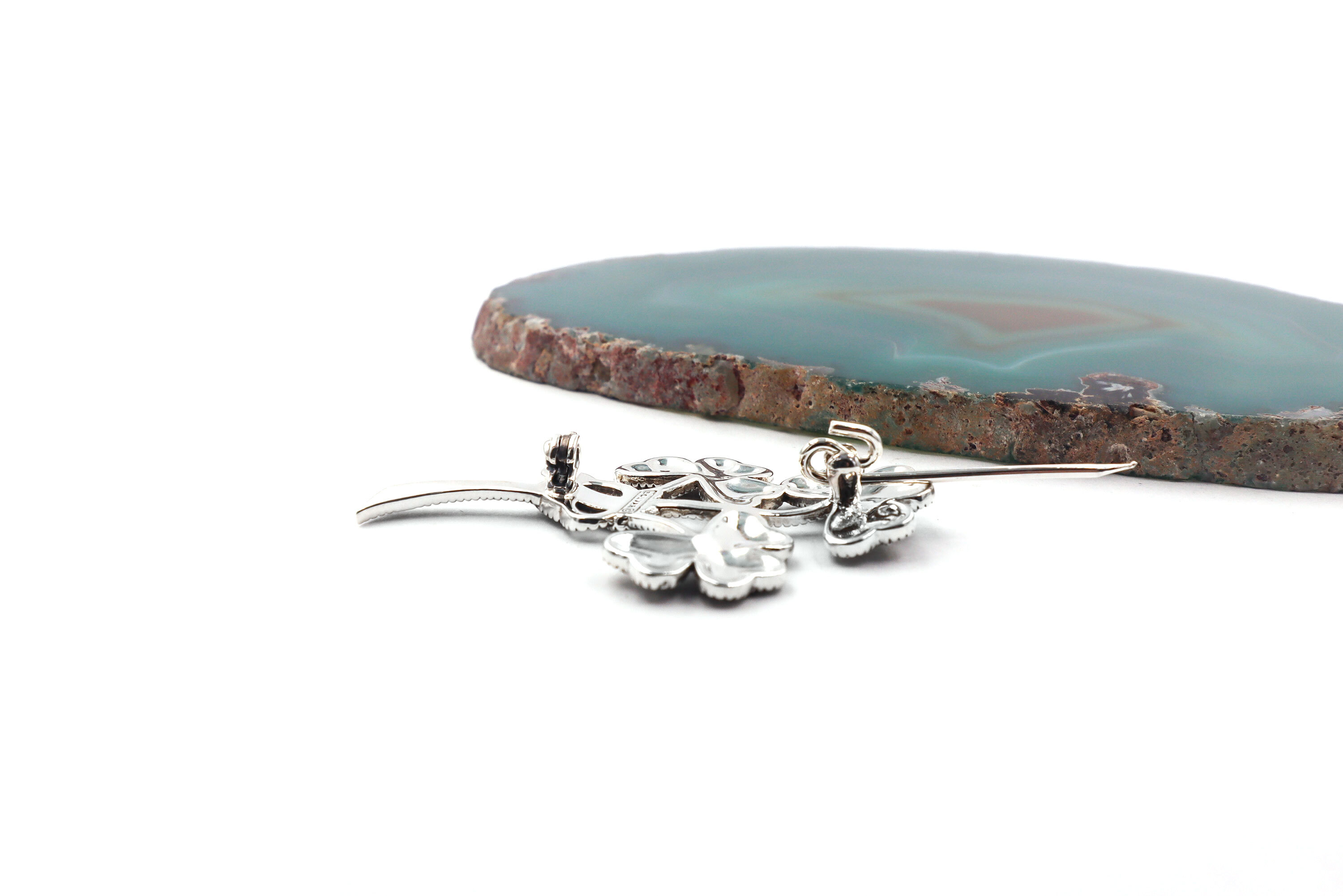 Authentic Sterling Silver Shamrock Brooch For Women