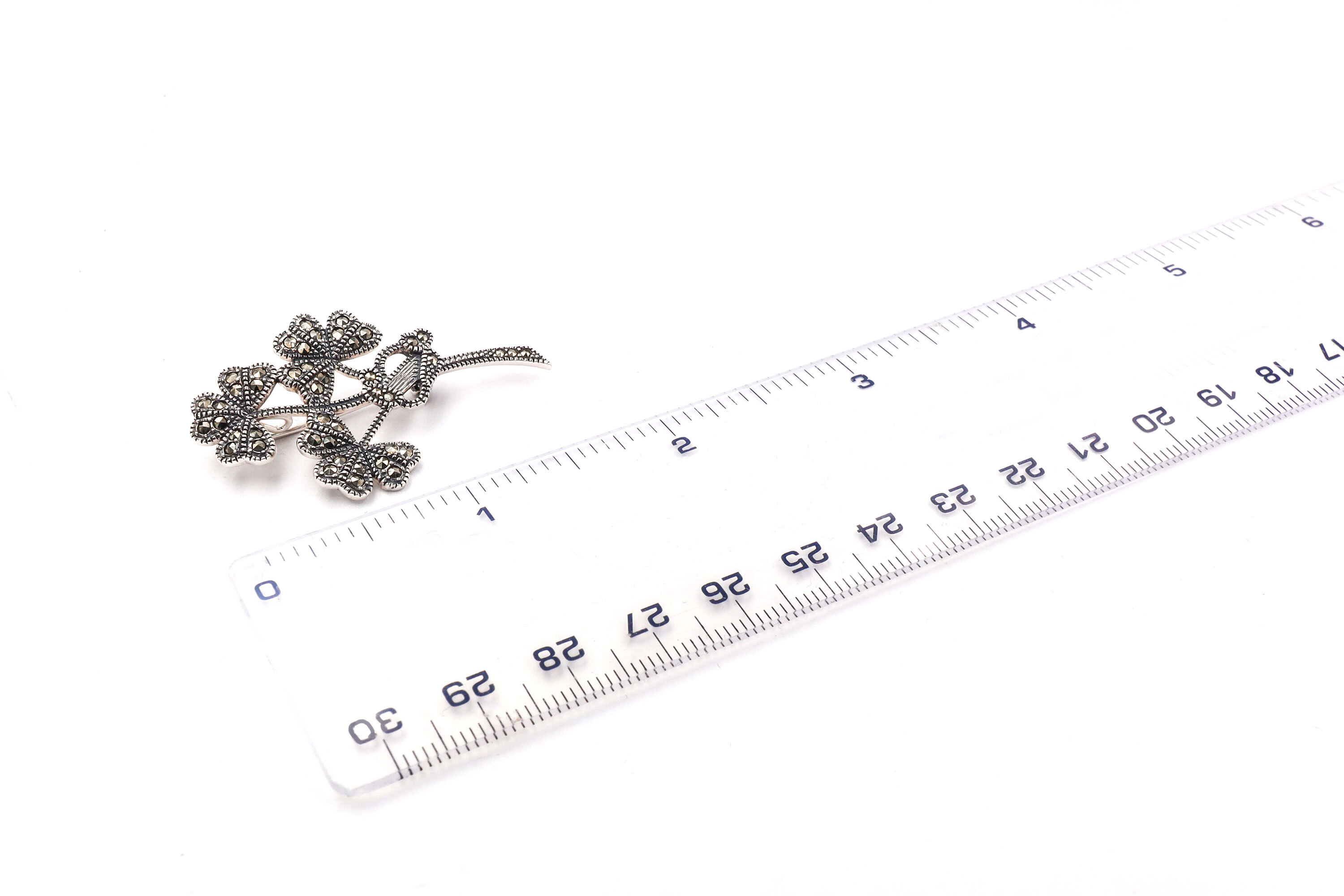 Womens Sterling Silver Shamrock Brooch