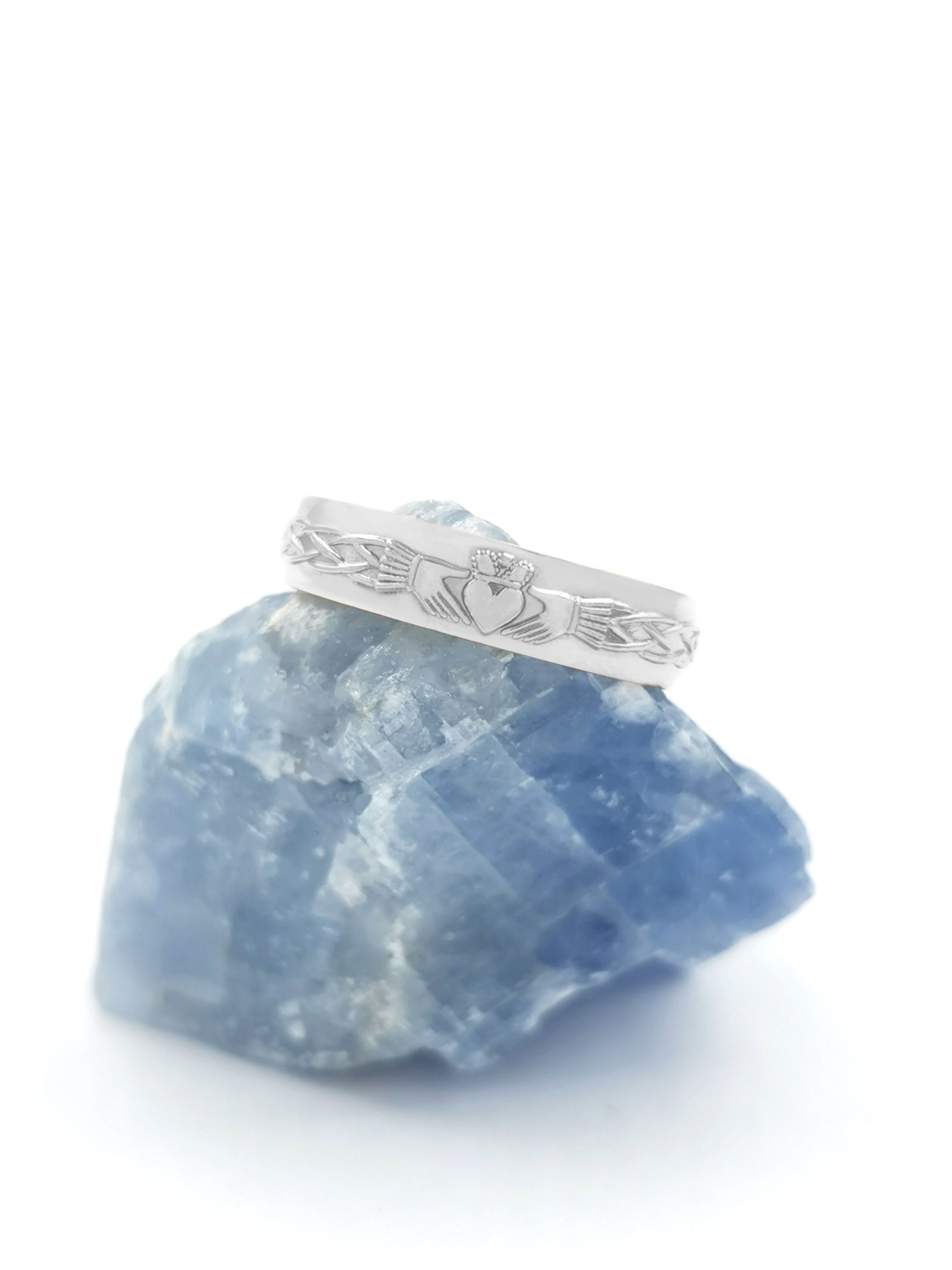 Luxurious Platinum Claddagh & Celtic Knot Wedding Ring For Women