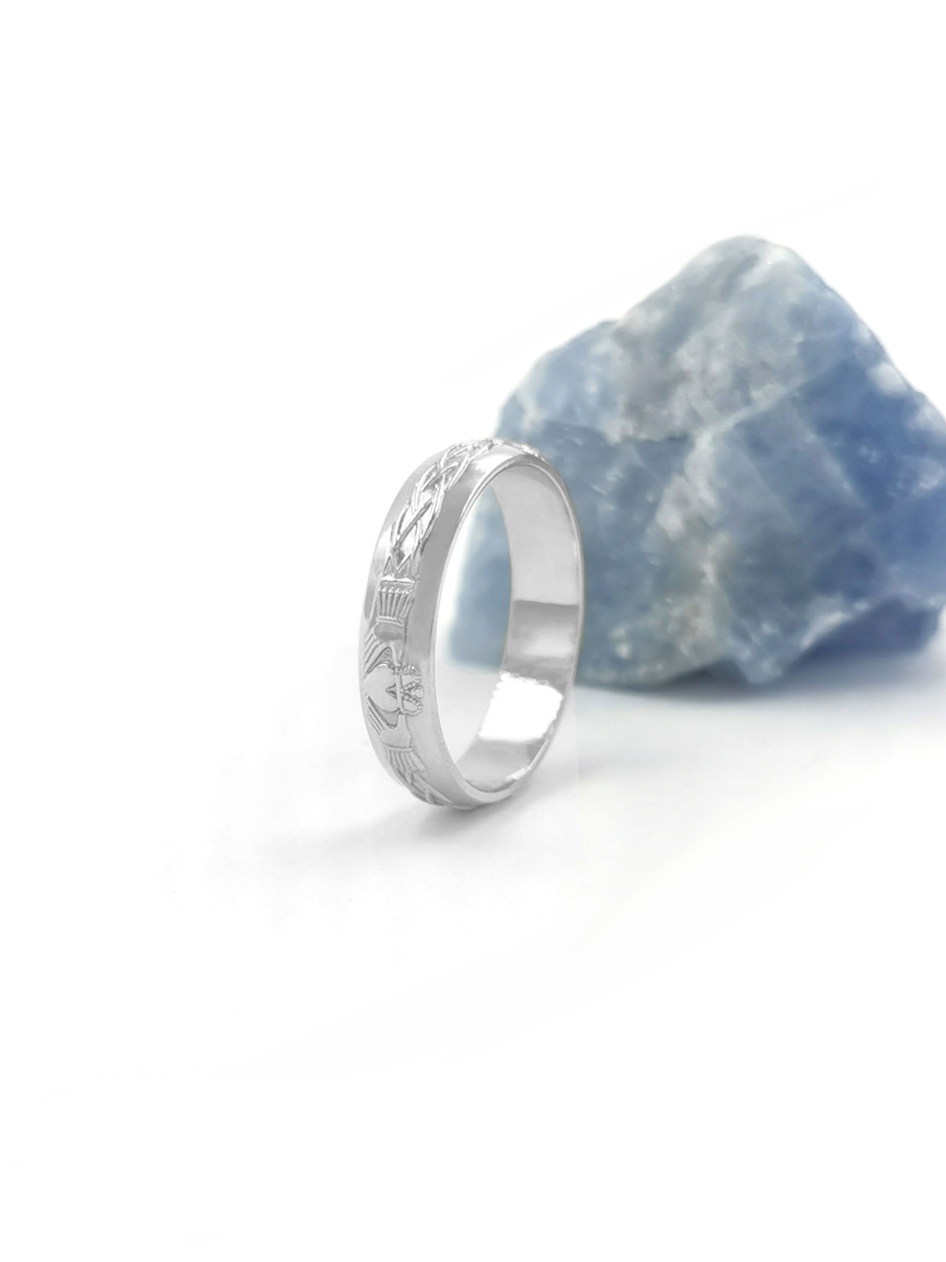 Real Sterling Silver Claddagh & Celtic Knot Wedding Ring For Women