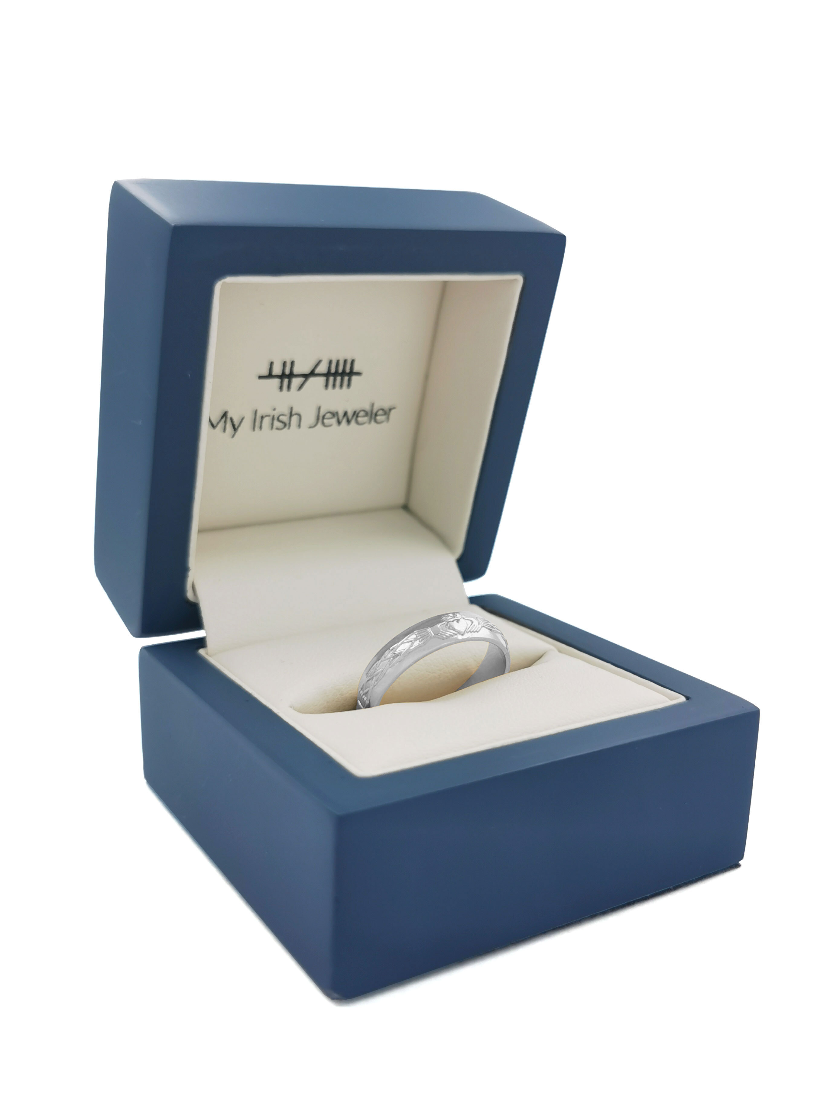 Gorgeous White Gold Claddagh Wedding Ring For Women. In Luxury Packaging.
