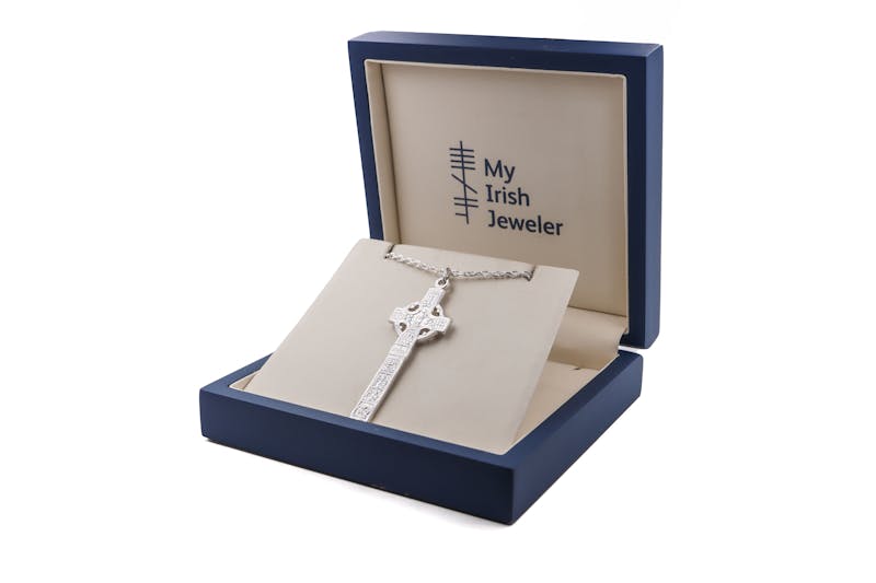 Gorgeous Sterling Silver Celtic Cross & High Crosses Of Ireland Necklace