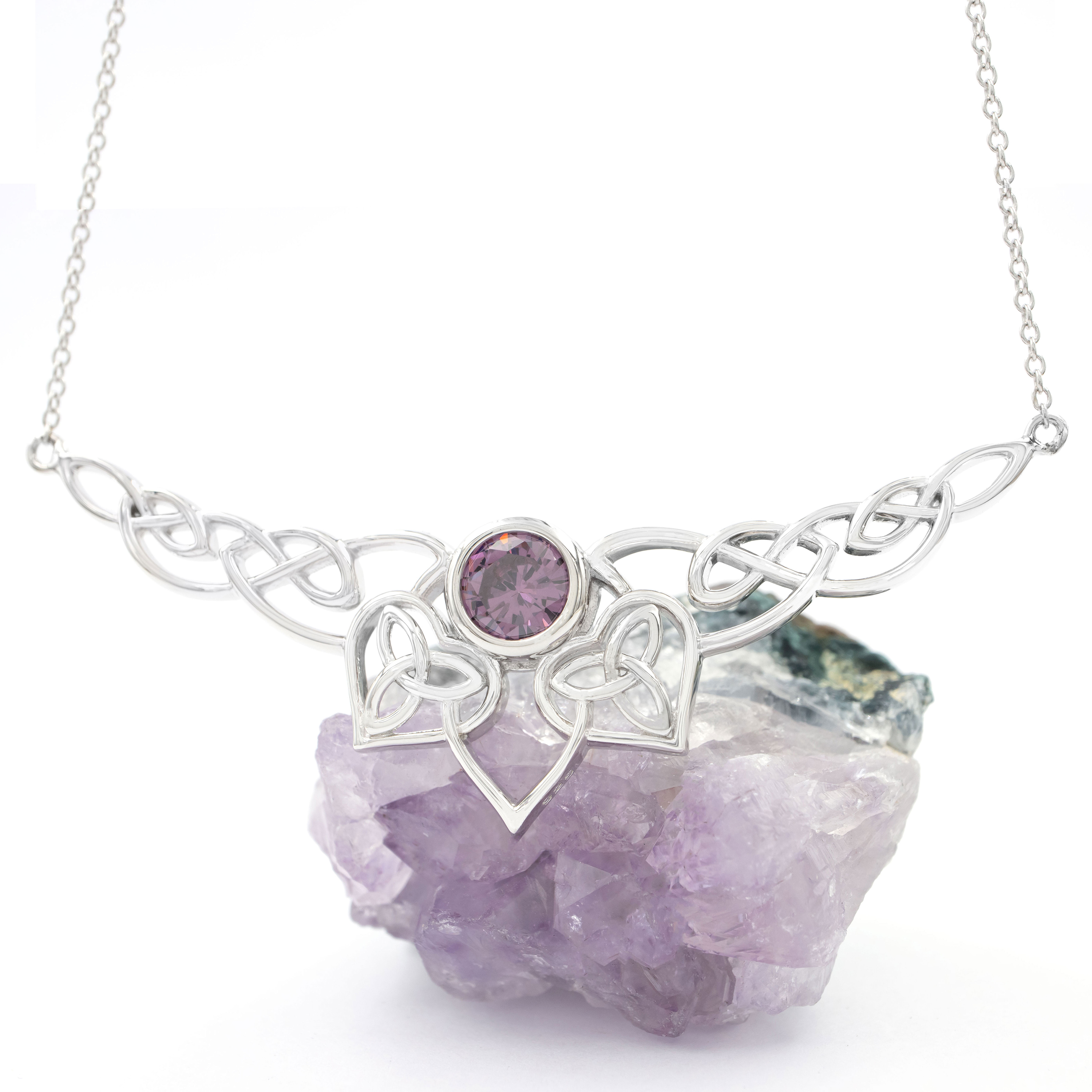 Silver Celtic Heritage Stone Set Necklet