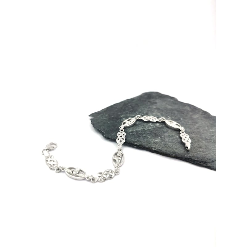 Striking Sterling Silver Claddagh & Celtic Knot Bracelet For Women