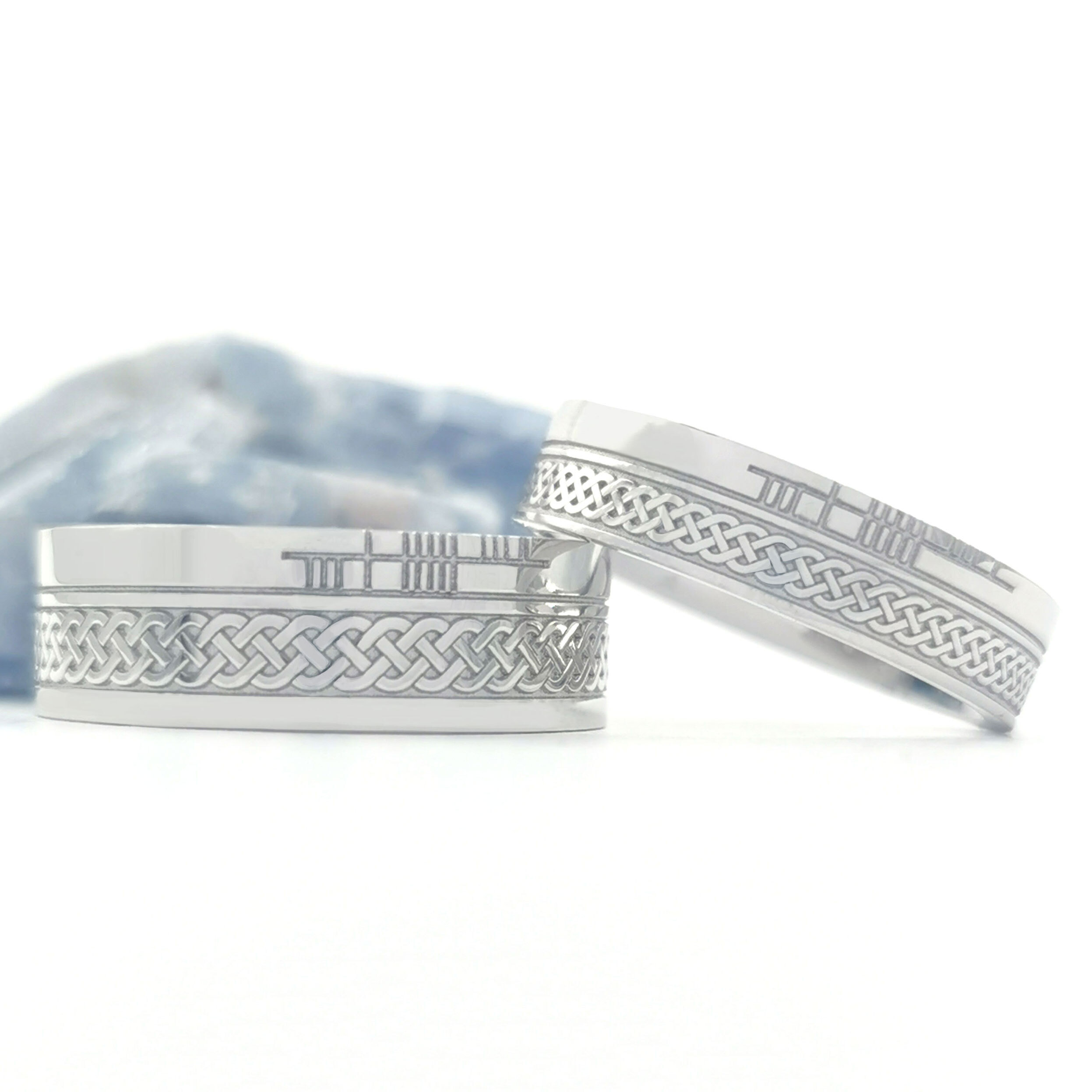 Real Sterling Silver Ogham 7.3mm Ring With a Florentine Finish