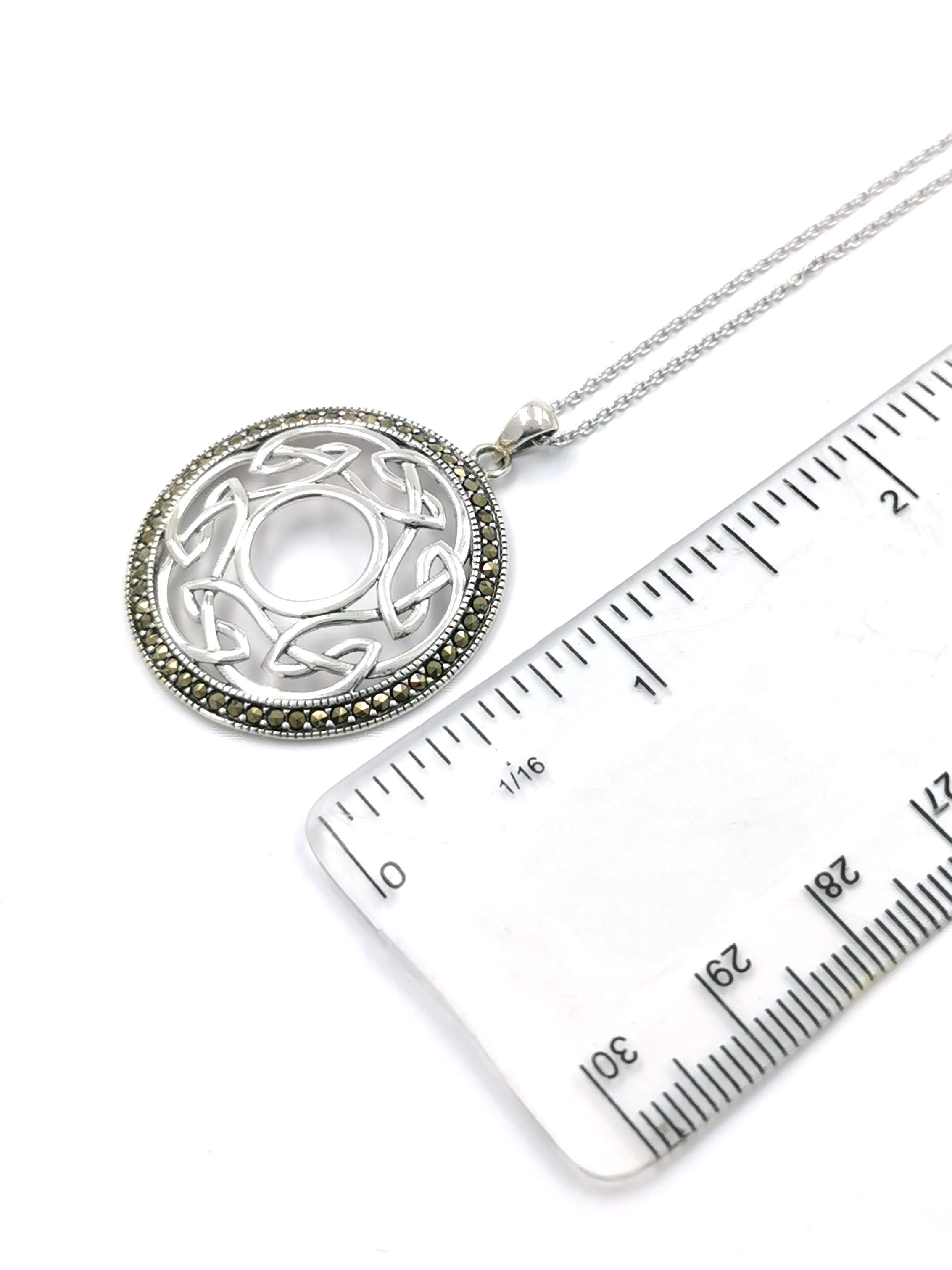 Gorgeous Sterling Silver Celtic Knot Necklace For Women. Picture For Scale.