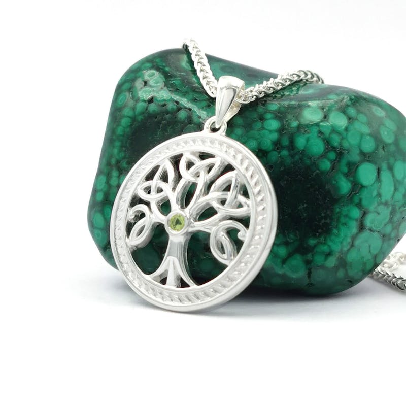 Silver Celtic Tree of Life Necklace with Green… My Irish Jeweler
