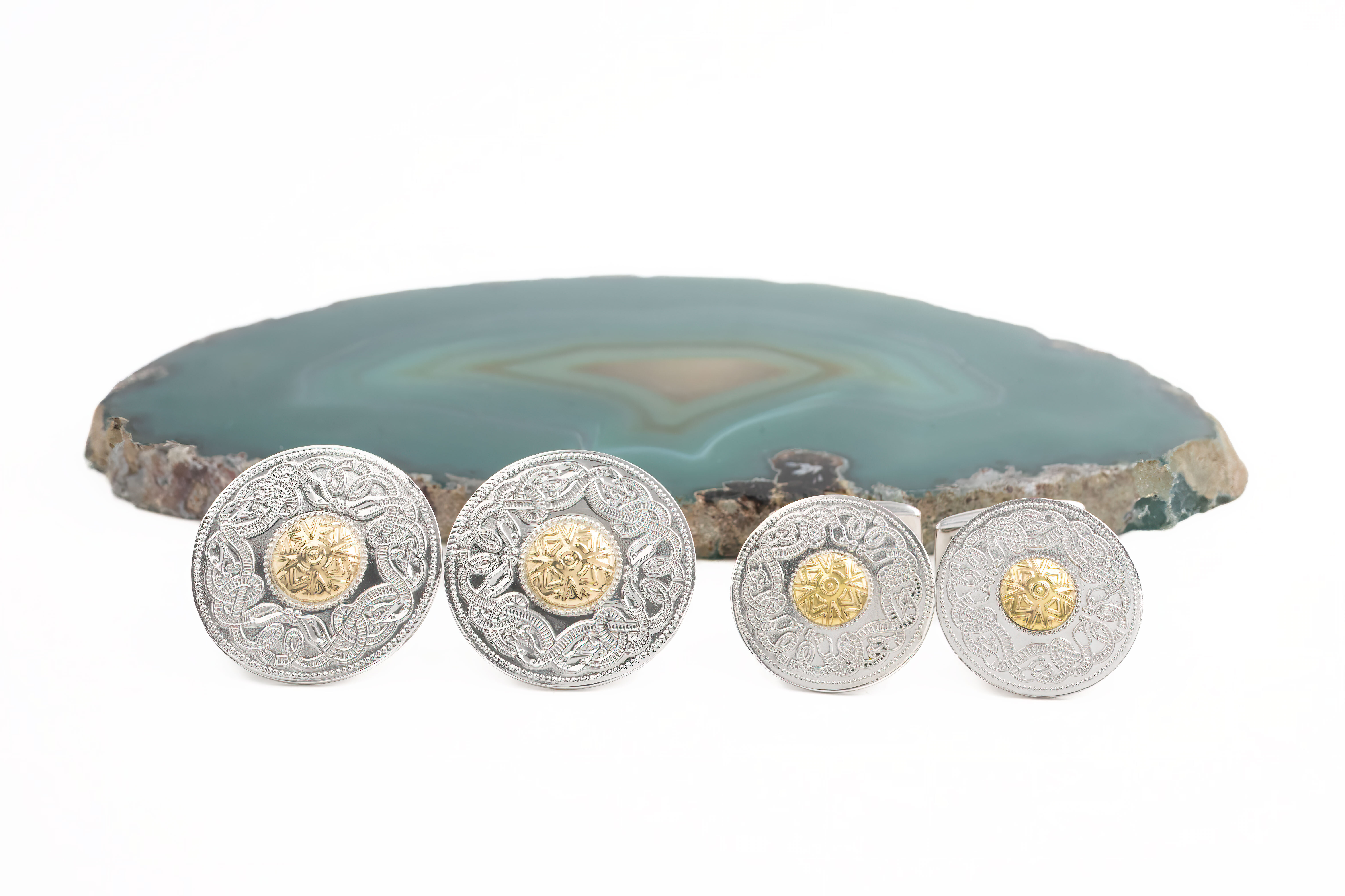 Authentic Sterling Silver & 18K Yellow Gold Celtic Knot Cufflinks For Men