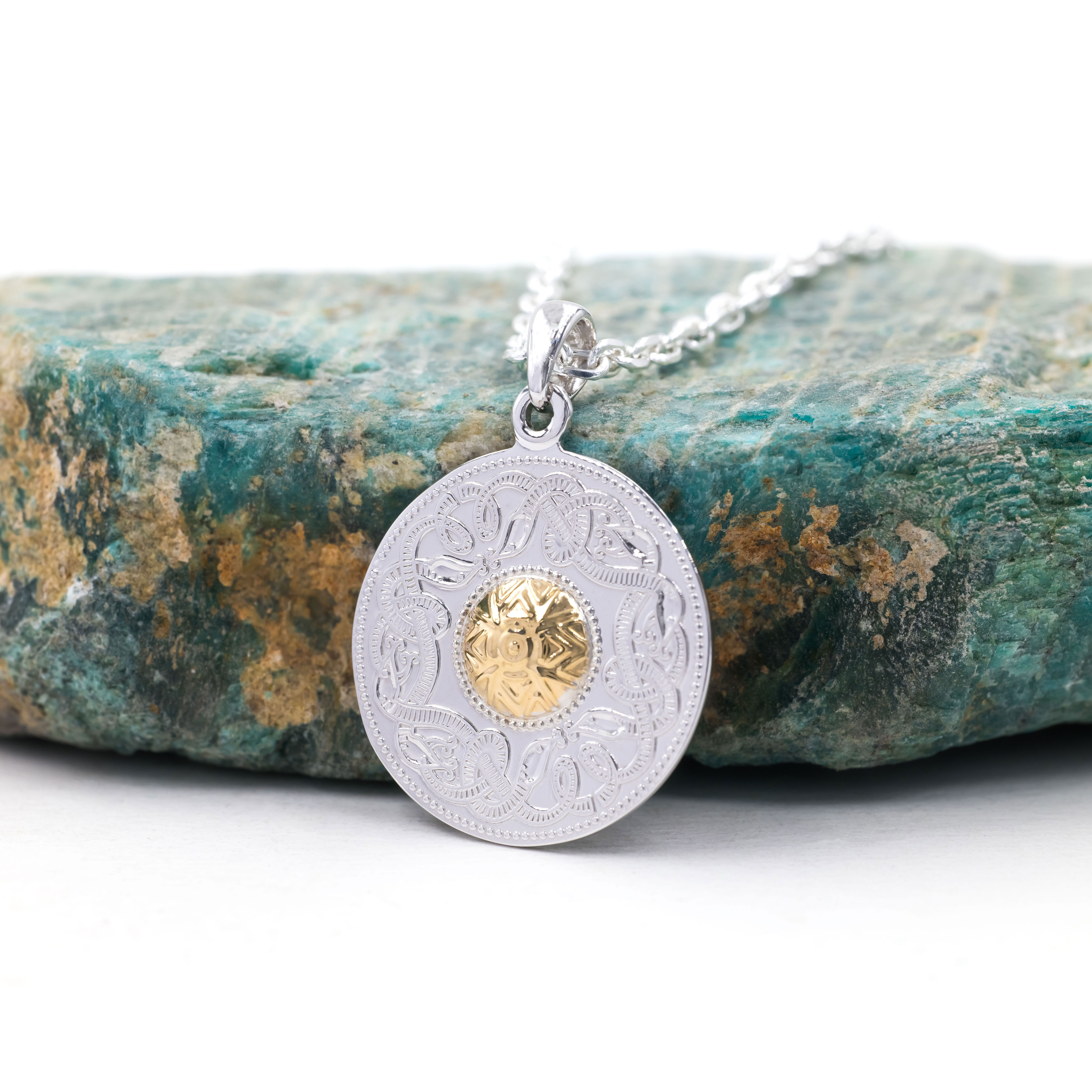 Silver Celtic Warrior Necklace with 18K Gold Bead