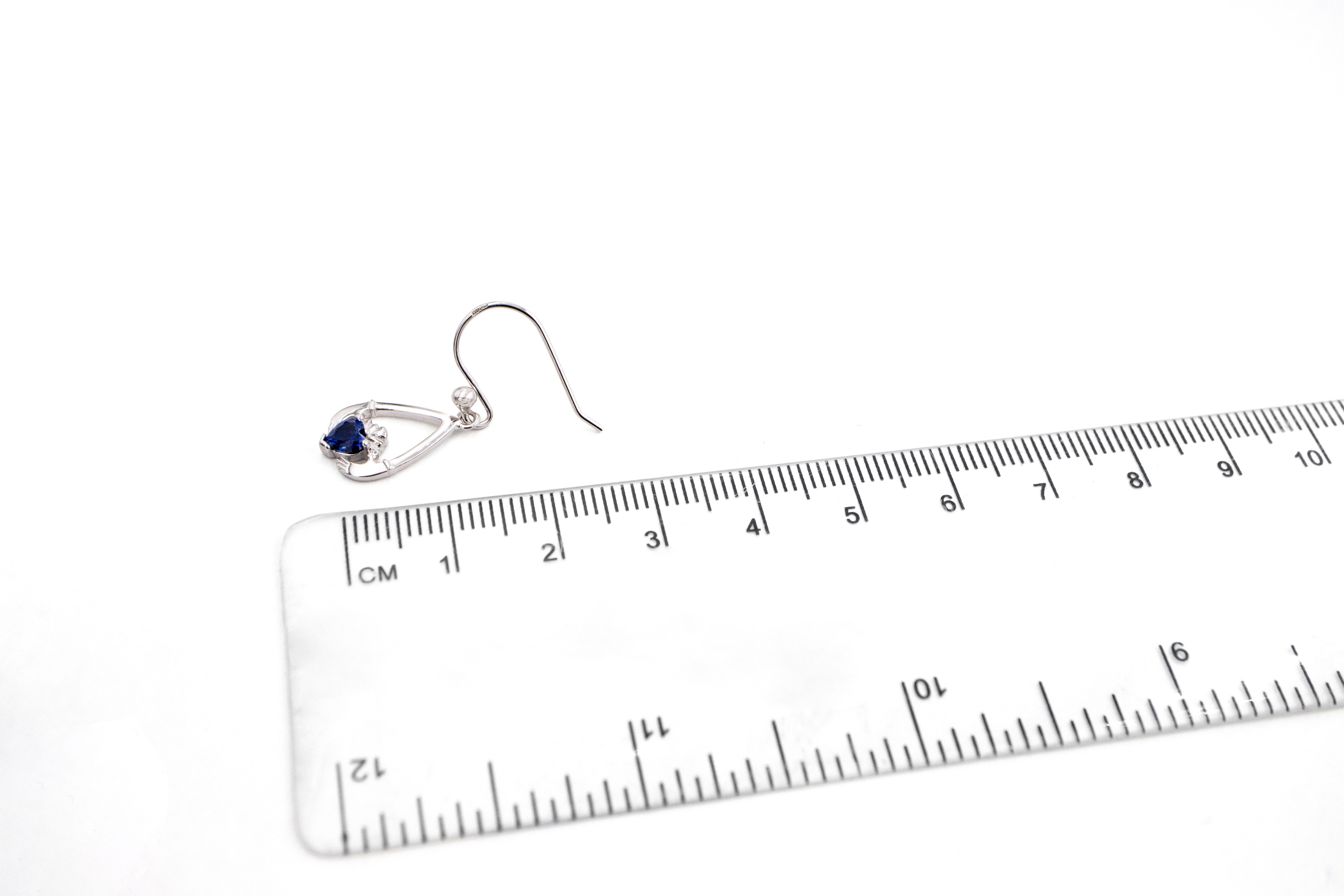 Personalized Sterling Silver September Birthstone Earrings For Women. Picture For Scale.