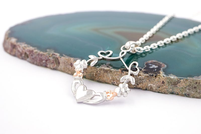 Claddagh & Shamrock - Shown with Light Cable Chain