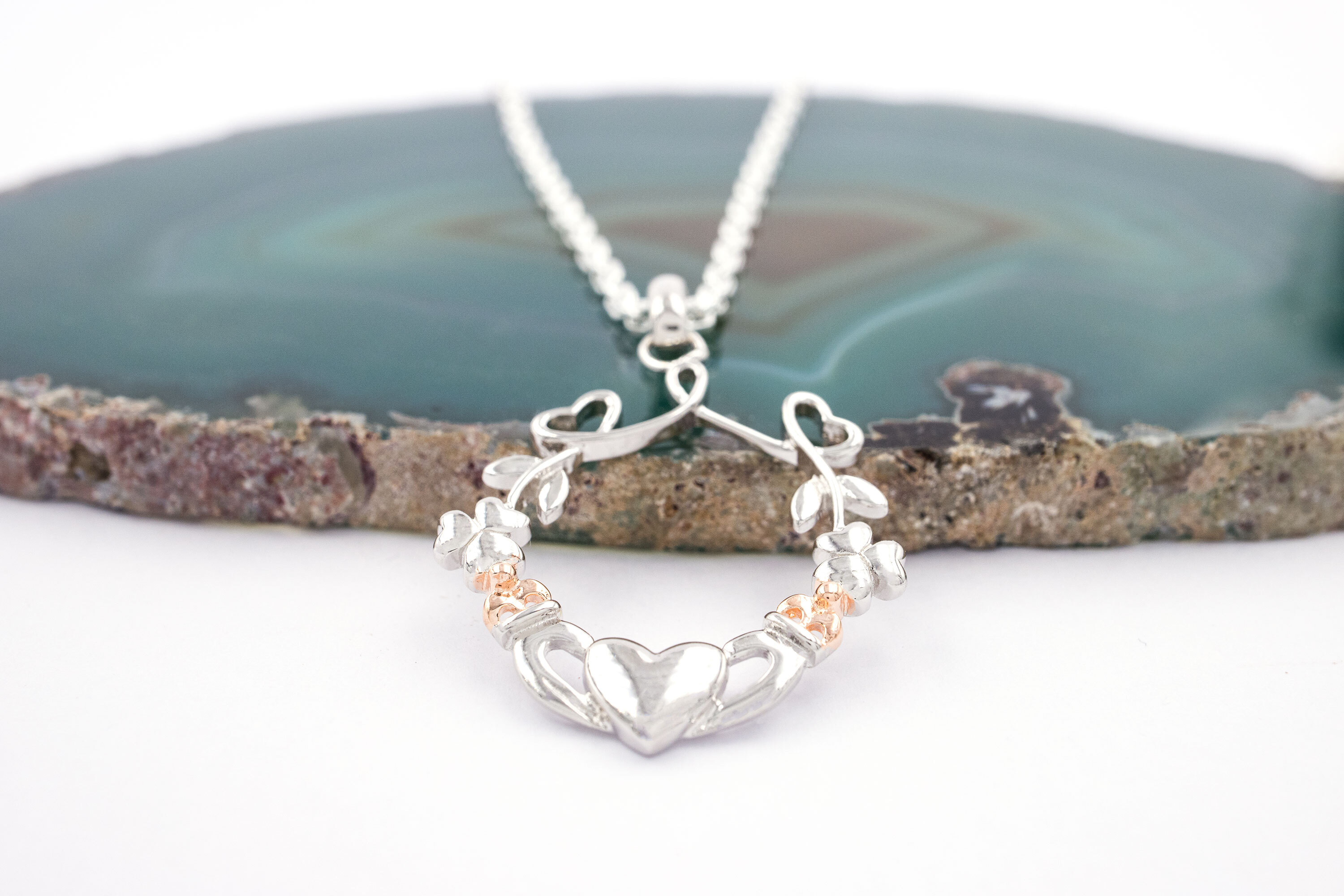 Authentic Sterling Silver Claddagh & Shamrock Gift Set For Women