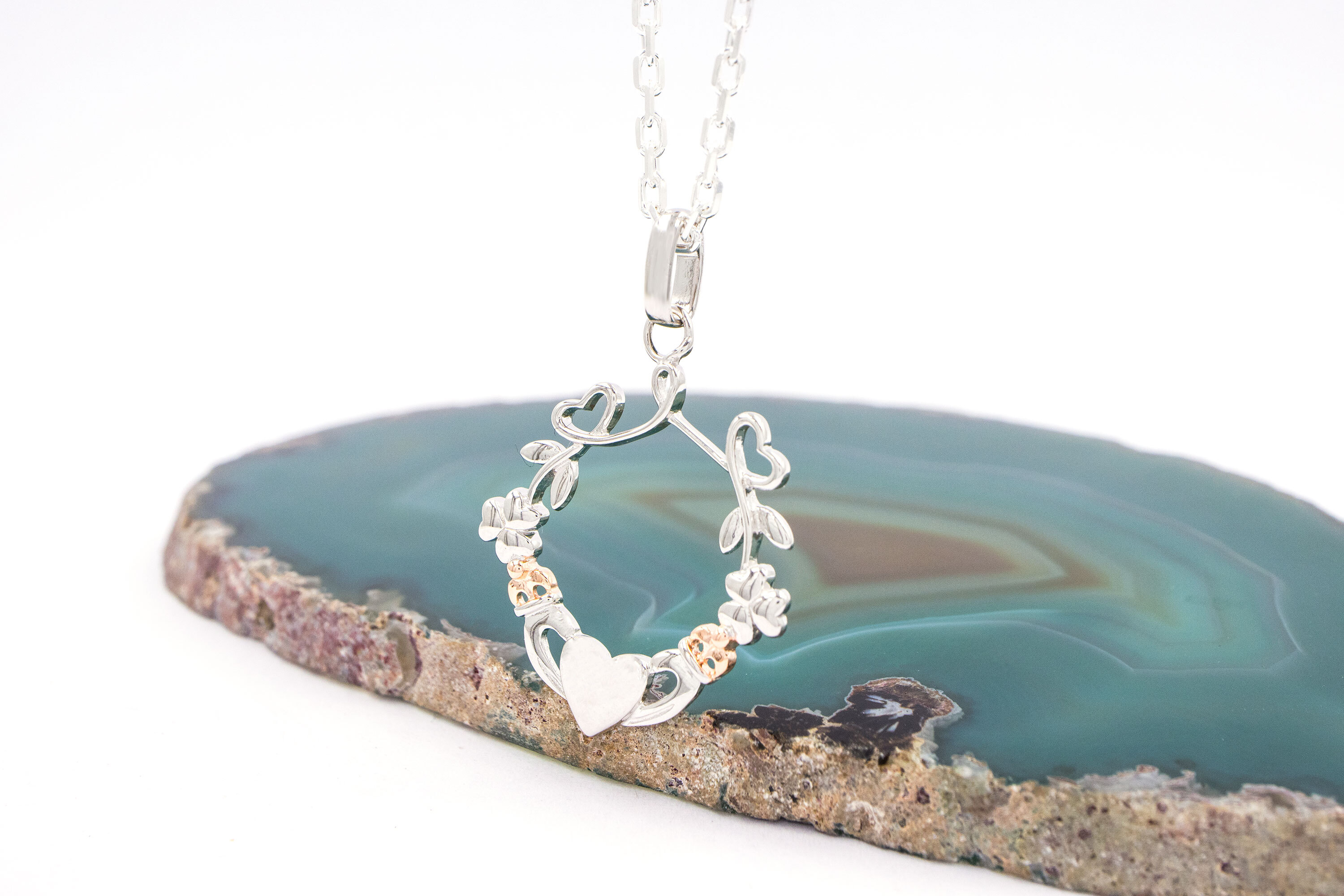 Irish Sterling Silver Claddagh & Shamrock Gift Set For Women