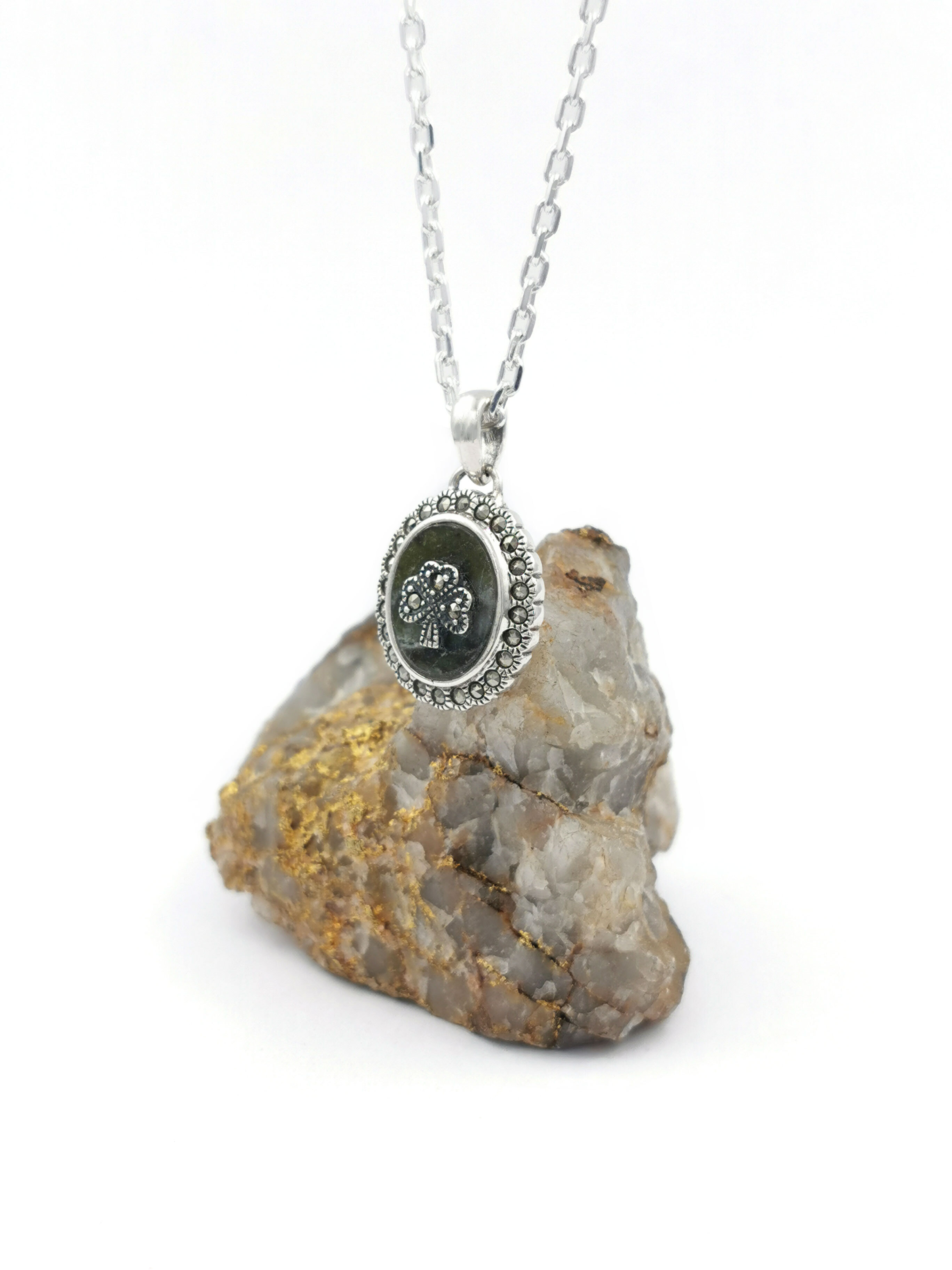 Womens Shamrock Necklace in Real Sterling Silver