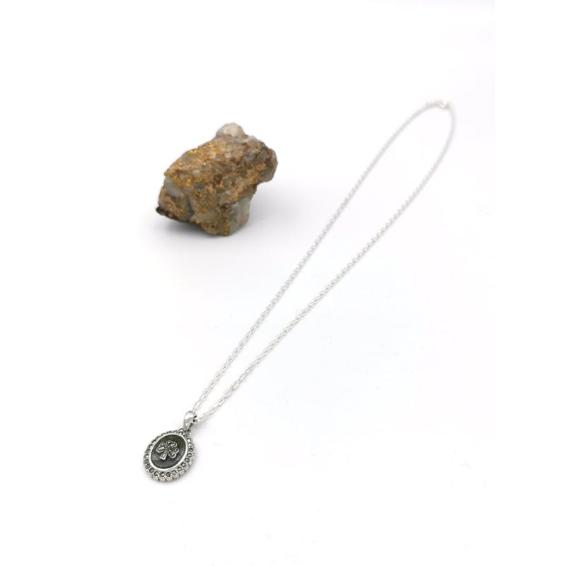 Womens Shamrock & Connemara Marble Necklace in Sterling Silver