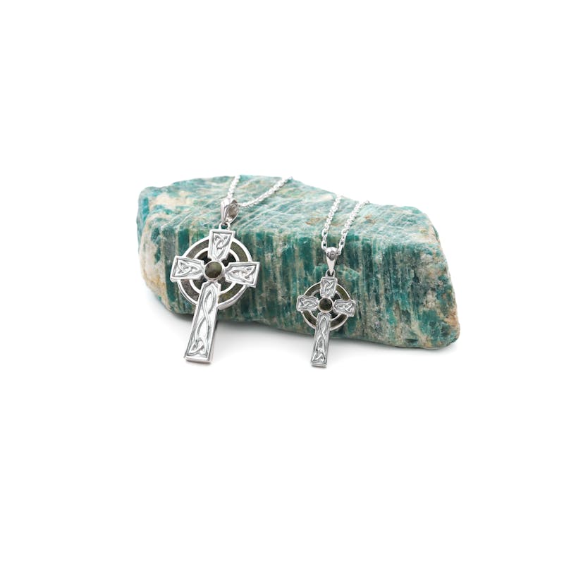 Silver Connemara Marble Set Celtic Cross Necklace,… | My Irish Jeweler