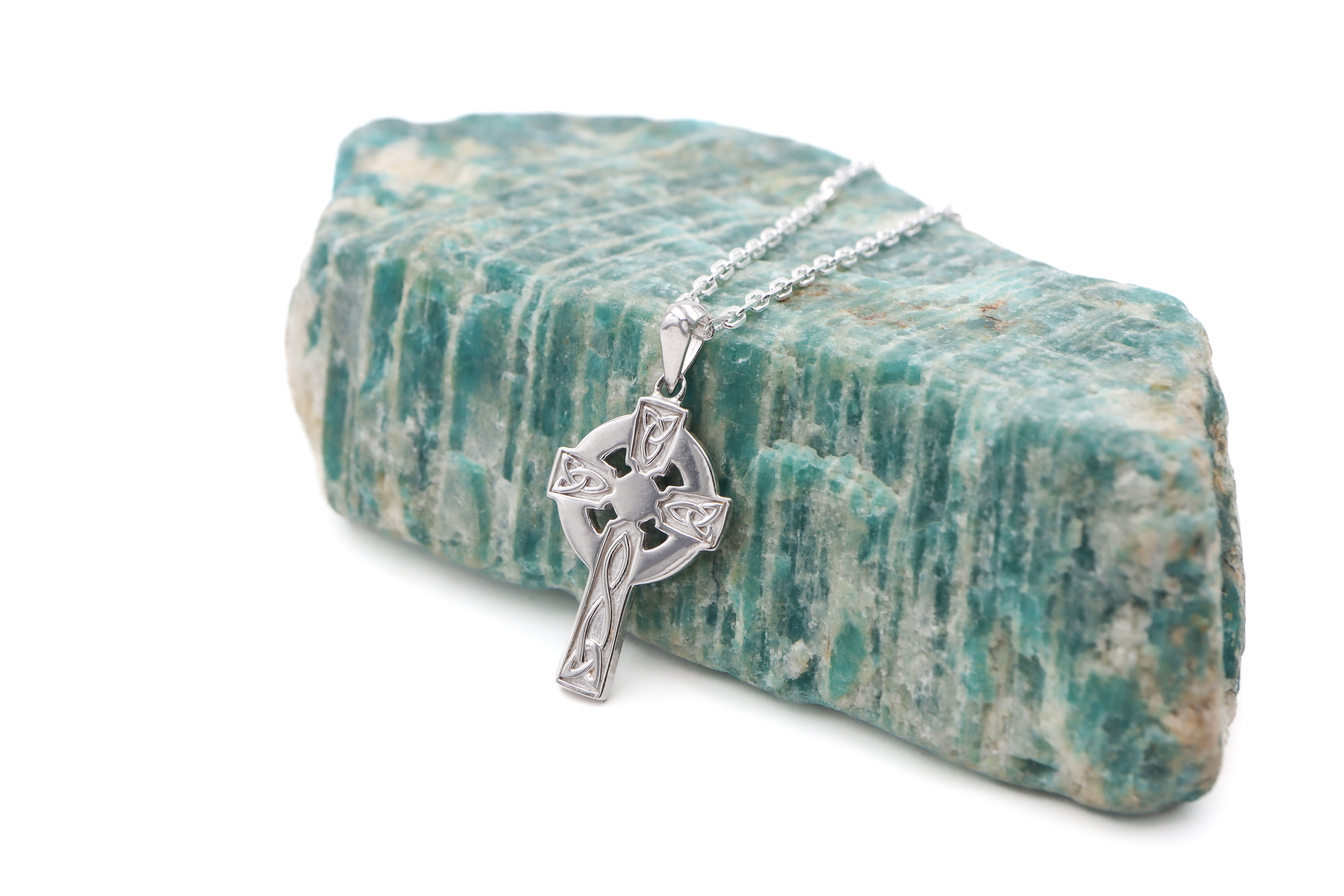 Genuine Sterling Silver Celtic Cross Necklace For Women. Picture Of The Back.