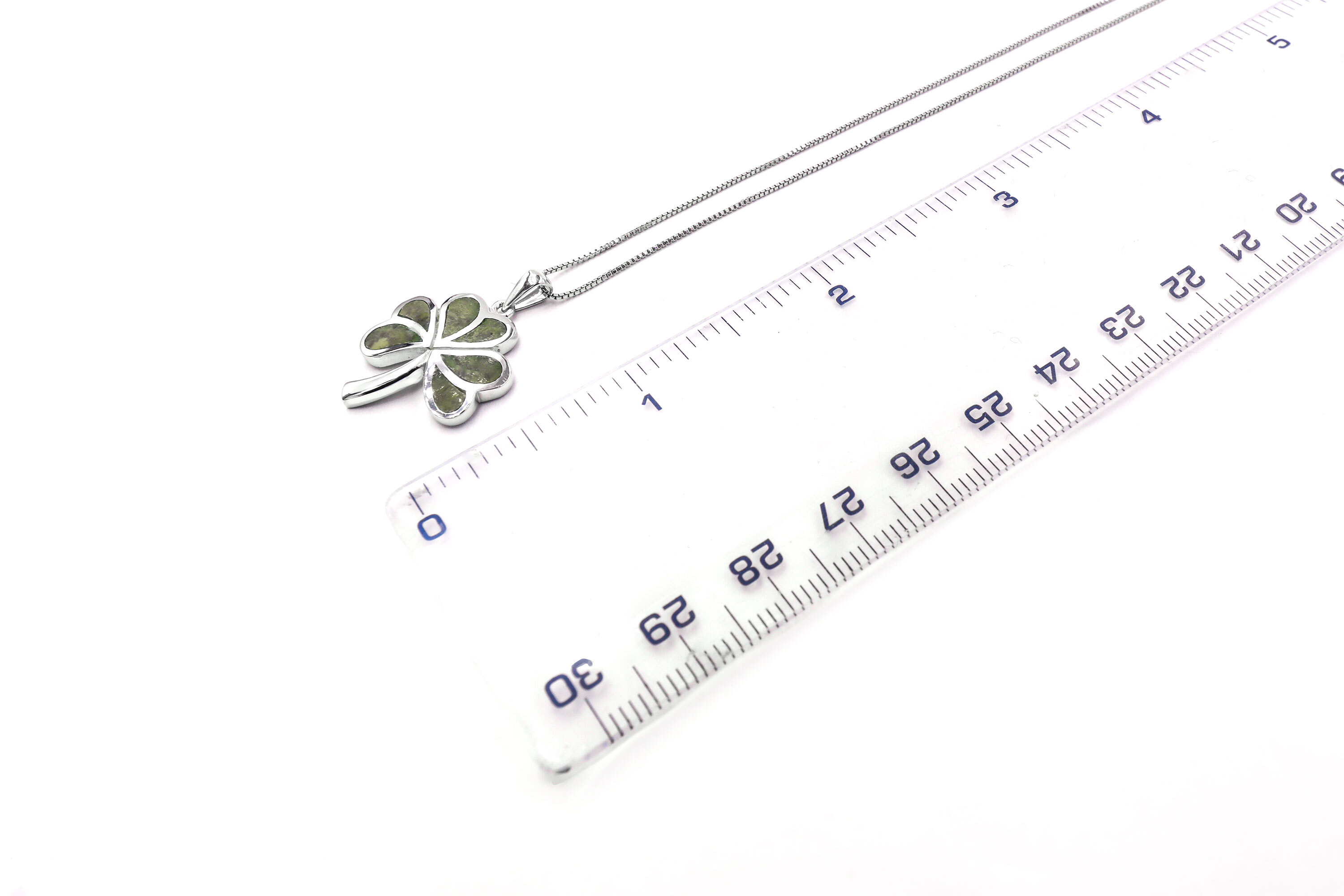 Womens Sterling Silver Shamrock Necklace