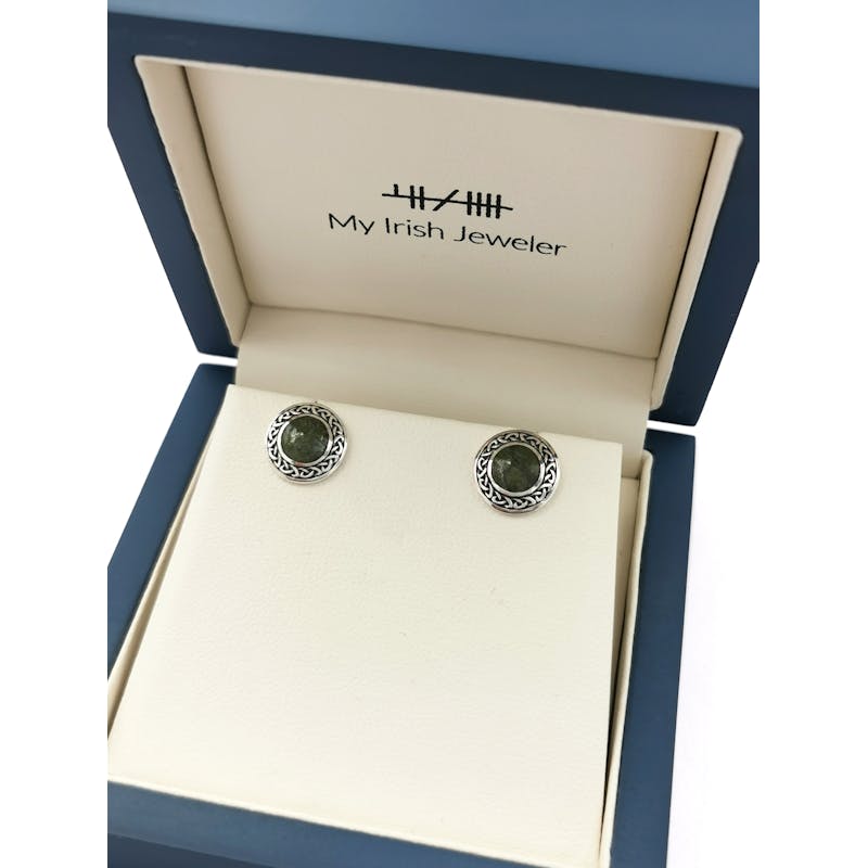 Womens Trinity Knot & Connemara Marble Gift Set in Real Sterling Silver. In Luxury Packaging.
