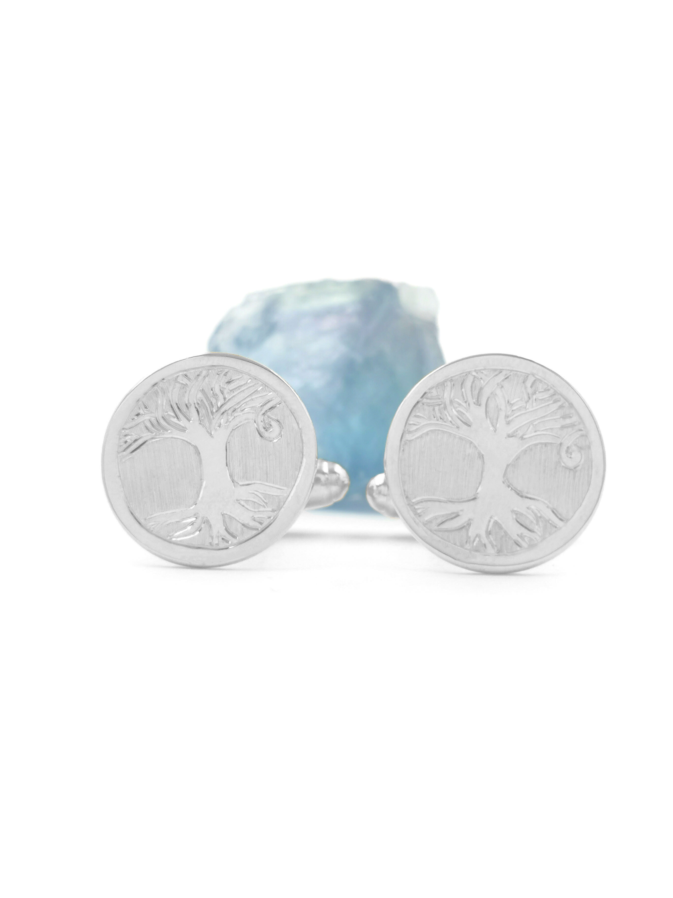 Striking Sterling Silver Tree of Life Cufflinks For Men With a Polished Finish
