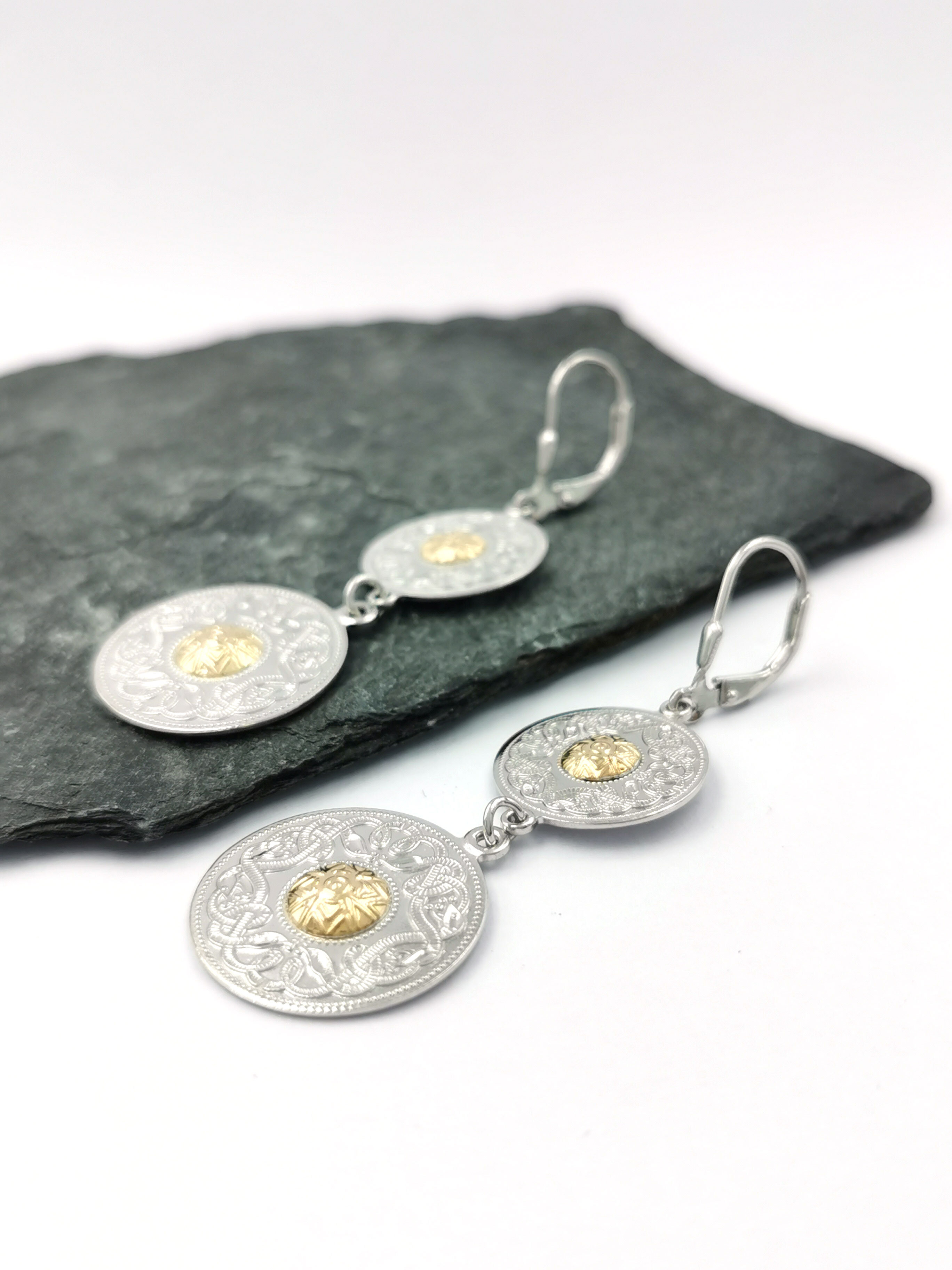 Womens Attractive Sterling Silver Celtic Warrior & Celtic Knot Earrings