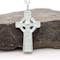Genuine Sterling Silver Celtic Cross & High Crosses Of Ireland Necklace For Men. Side View. - Gallery