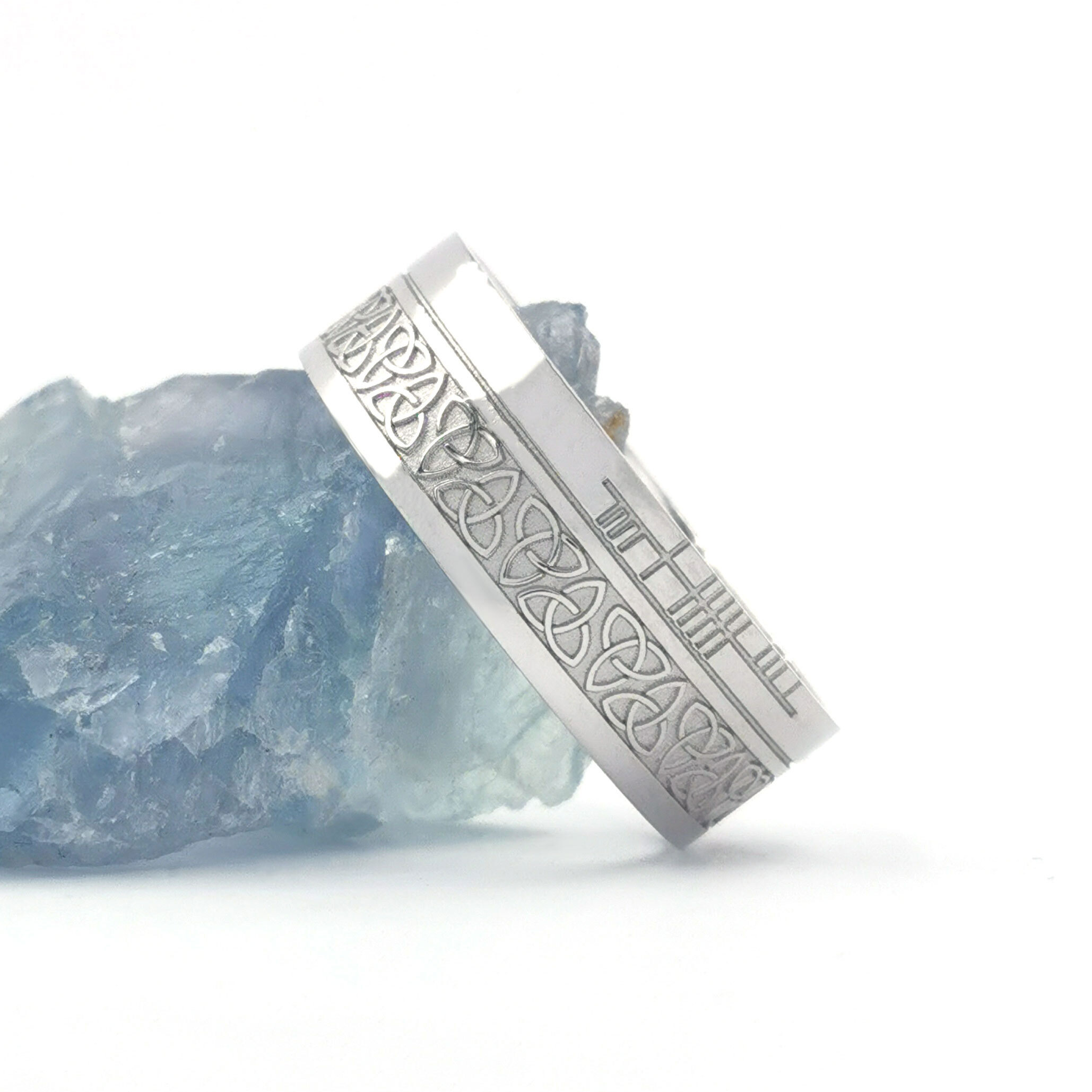 Florentine Platinum 950 Ogham 7.3mm Ring