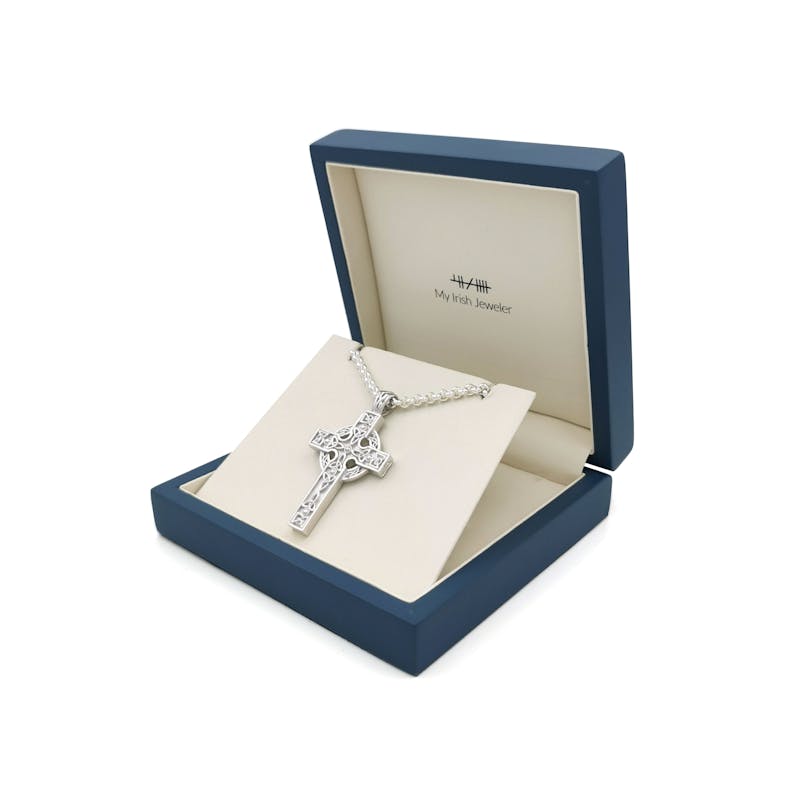 Attractive Sterling Silver Celtic Cross Necklace. In Luxury Packaging.