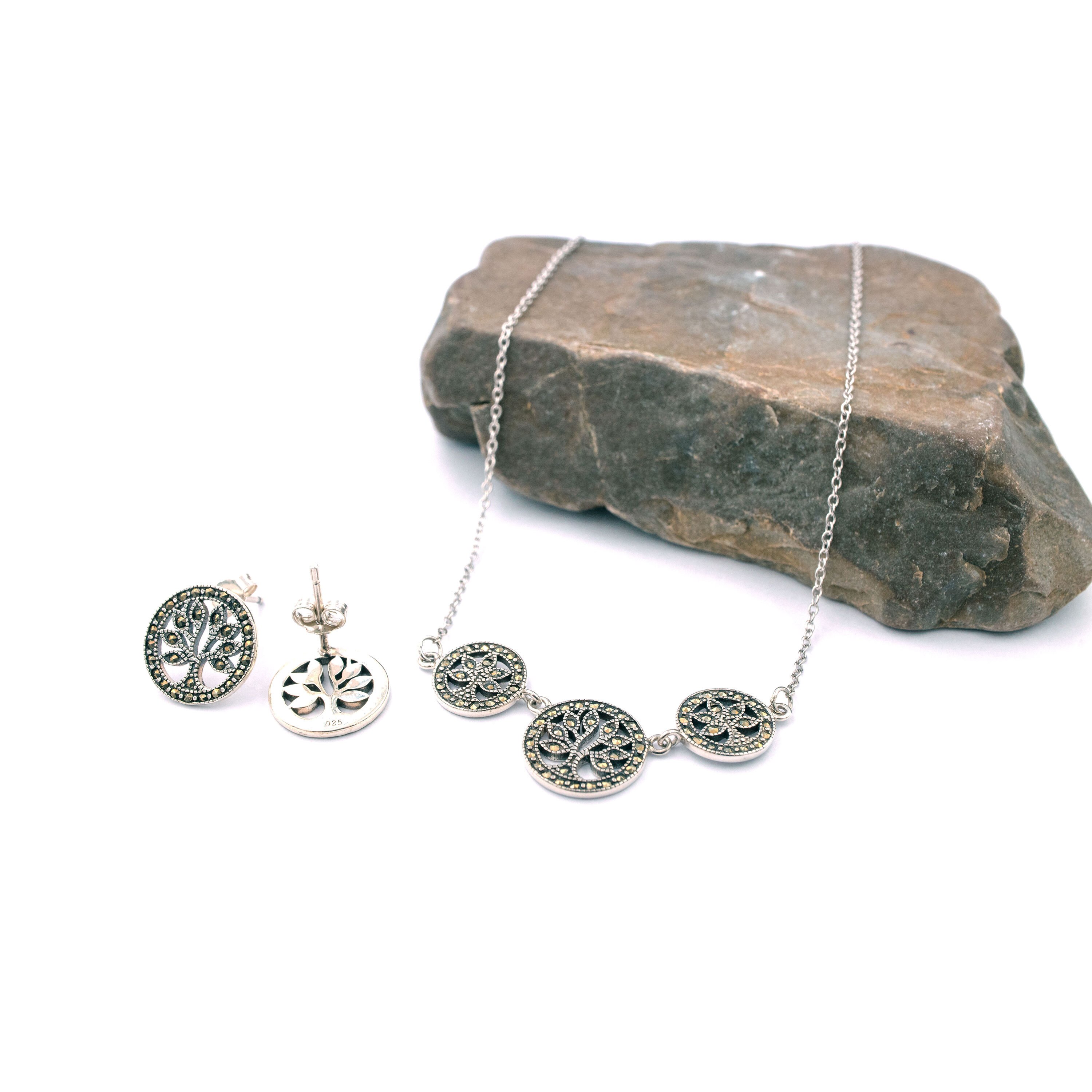 Womens Sterling Silver Tree of Life Earrings