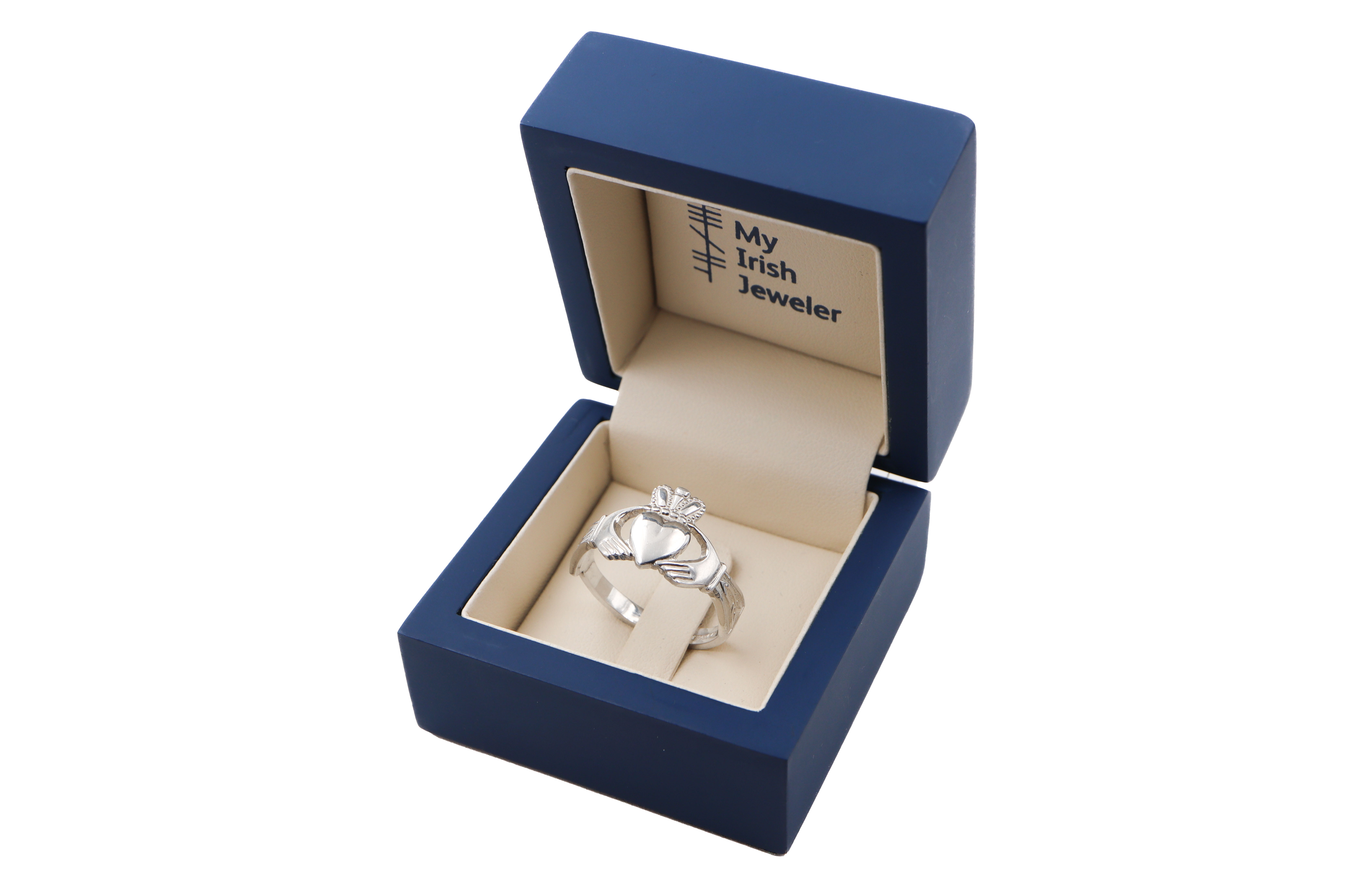 Authentic Platinum 950 Claddagh Ring For Men. In Luxury Packaging.