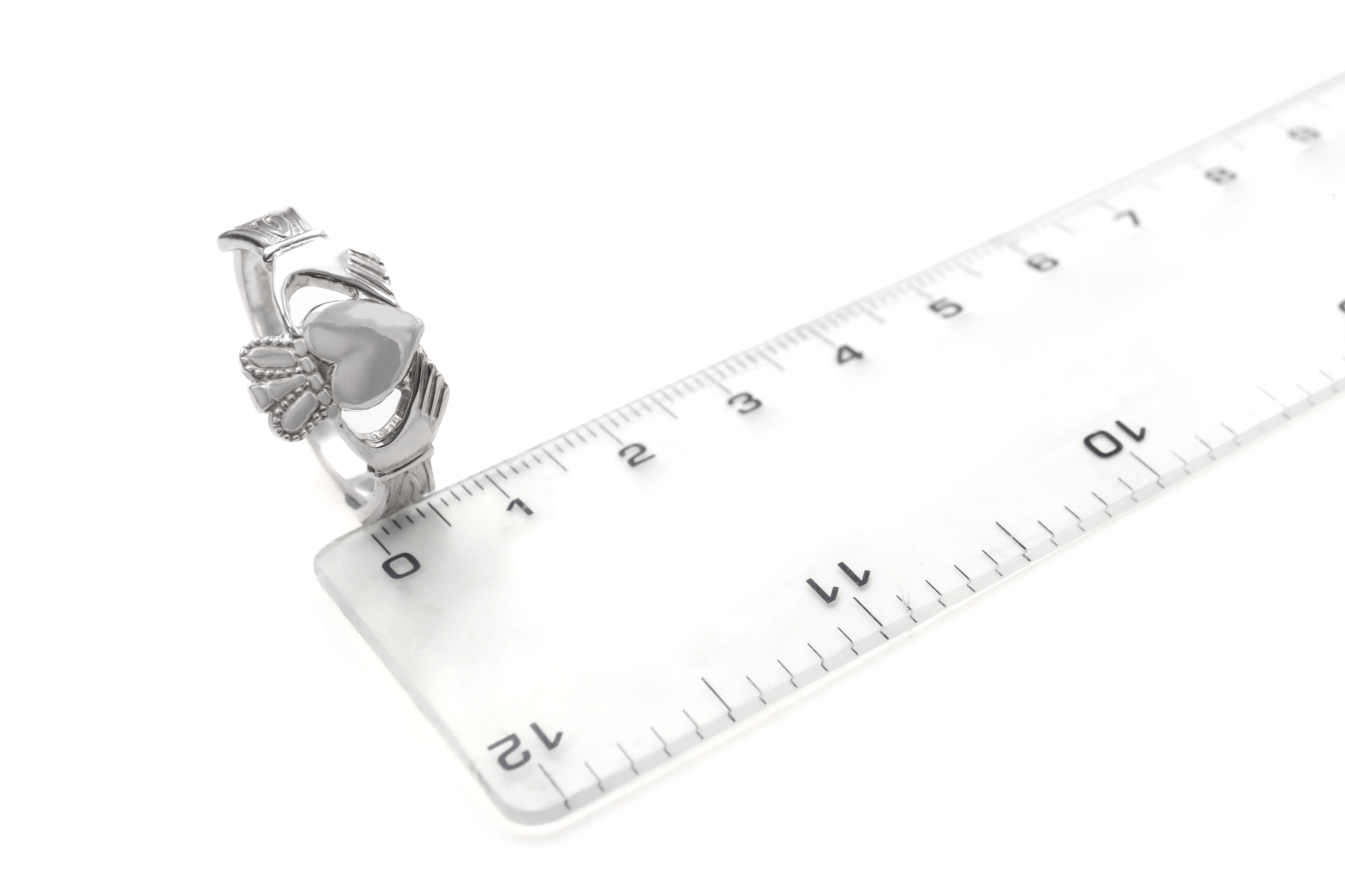 Mens Authentic Platinum 950 Claddagh Ring. Picture For Scale.