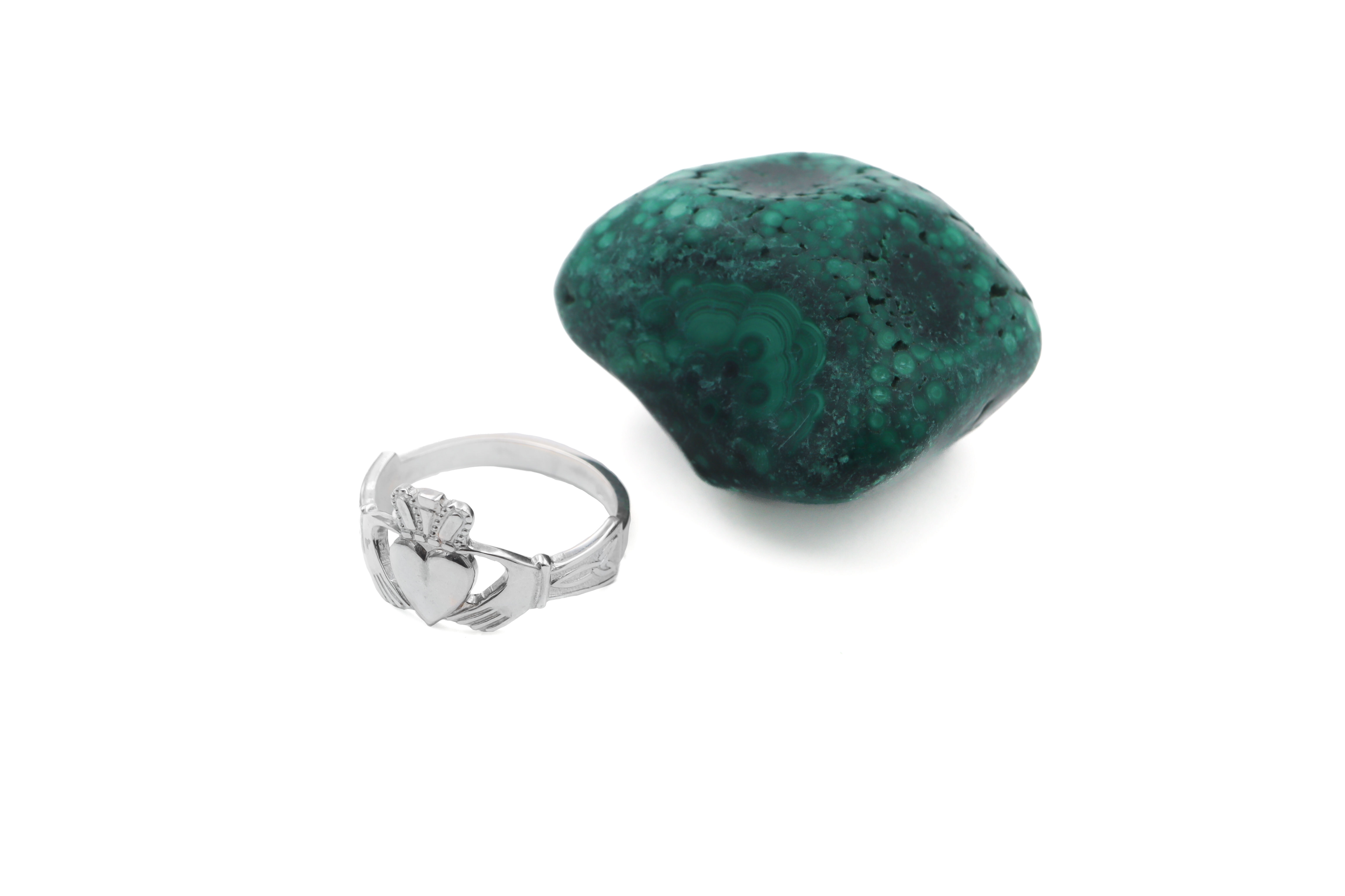 Real Platinum 950 Claddagh Ring For Men. Side View.