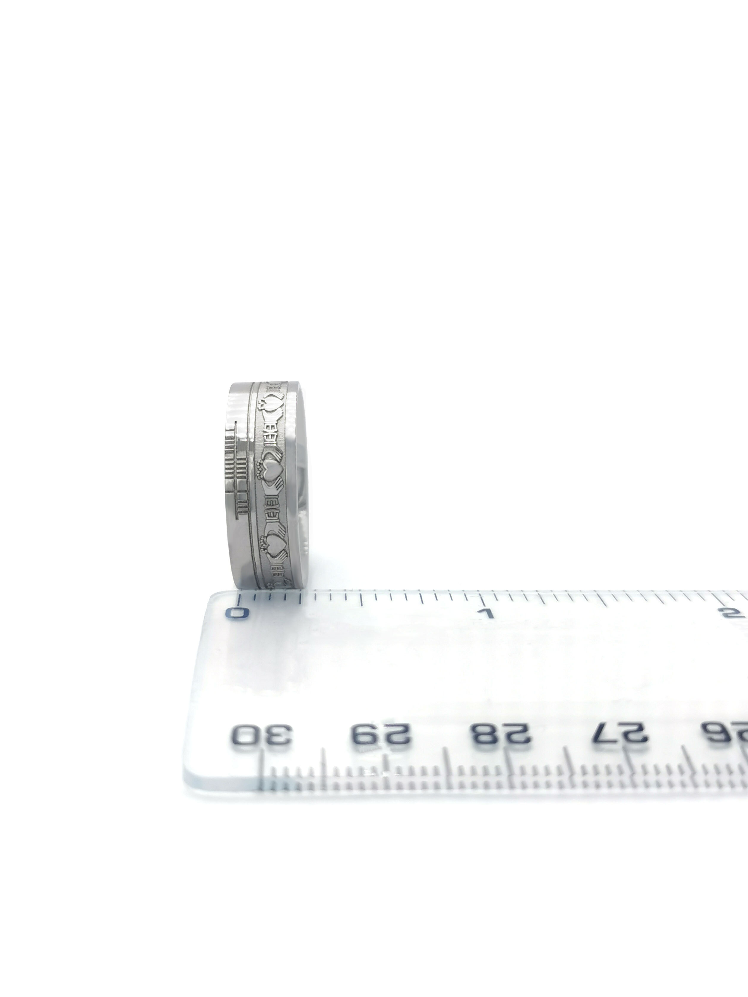 Florentine Ogham Ring in Real Platinum 950. Picture For Scale.