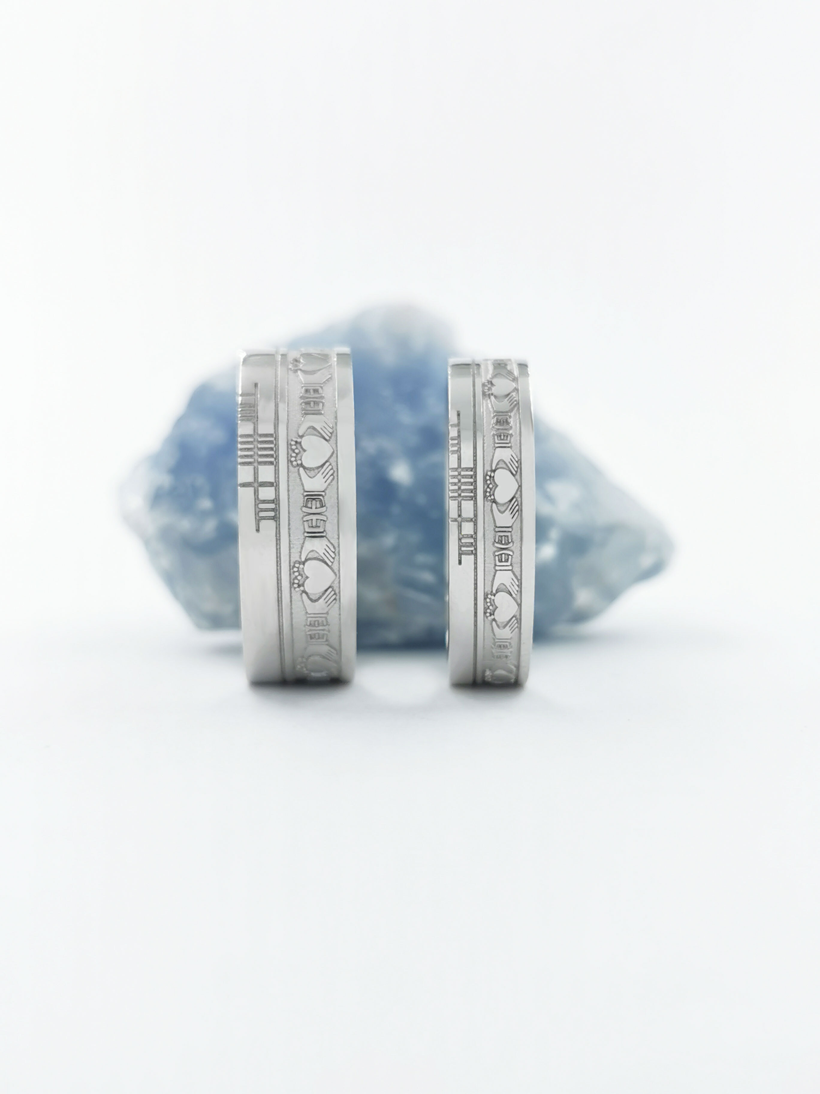 Striking Platinum 600 Ogham 5.2mm Ring With a Florentine Finish