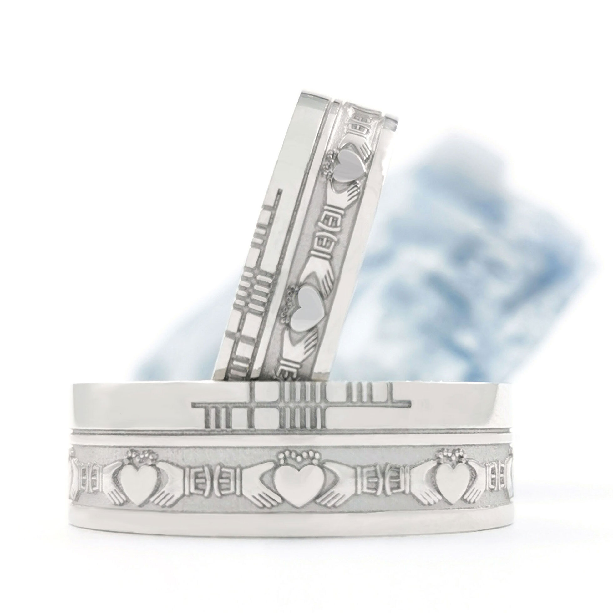 Striking Platinum 600 Ogham 5.2mm Ring With a Florentine Finish