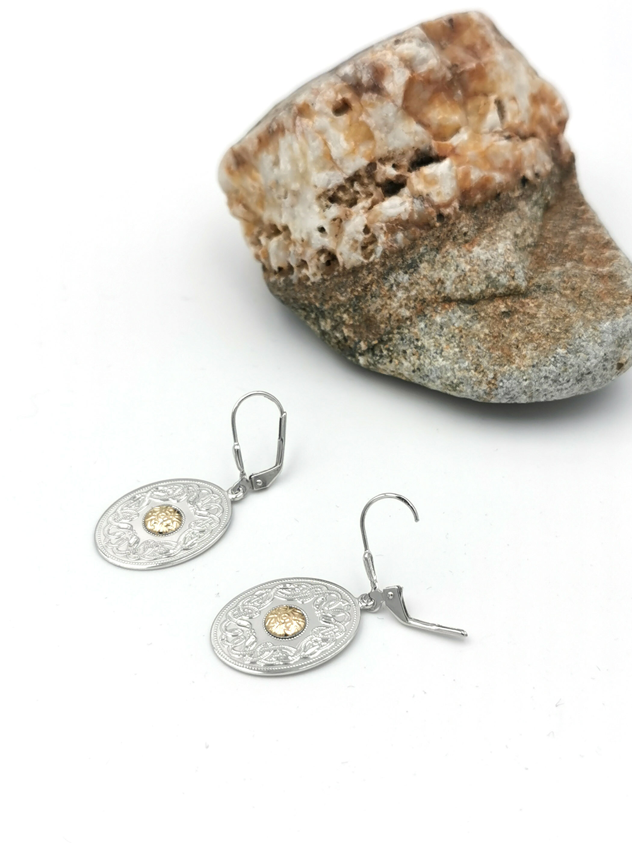 Womens Celtic Warrior Earrings in Real Sterling Silver. Photographed Open.